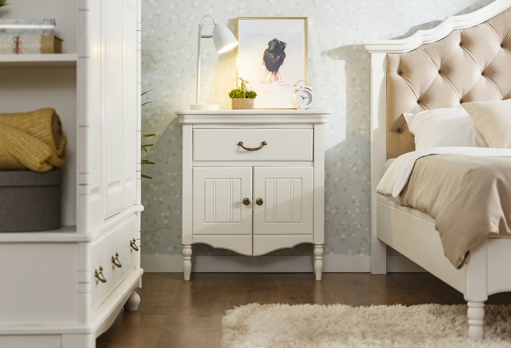 Прикроватный комод массив сосны белый Айно №16