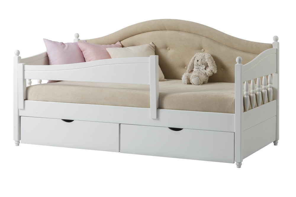 Тахта Айно №6 с мягким изголовьем с ящиками 800х1600