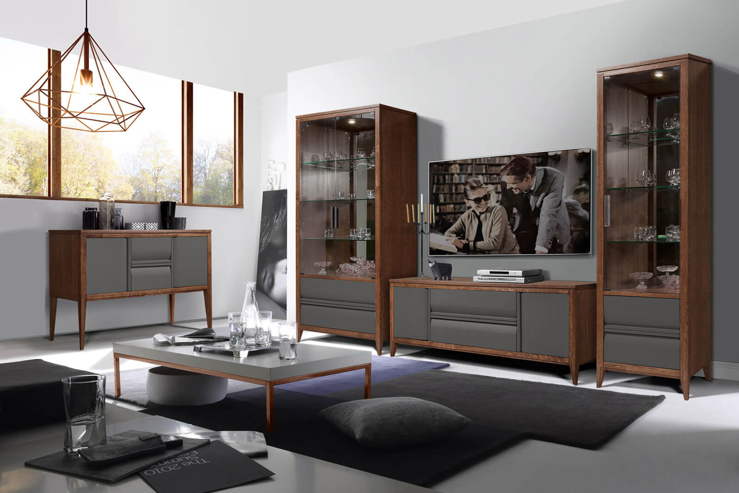 Шкаф с витриной Аликанте ГМ 1621Е