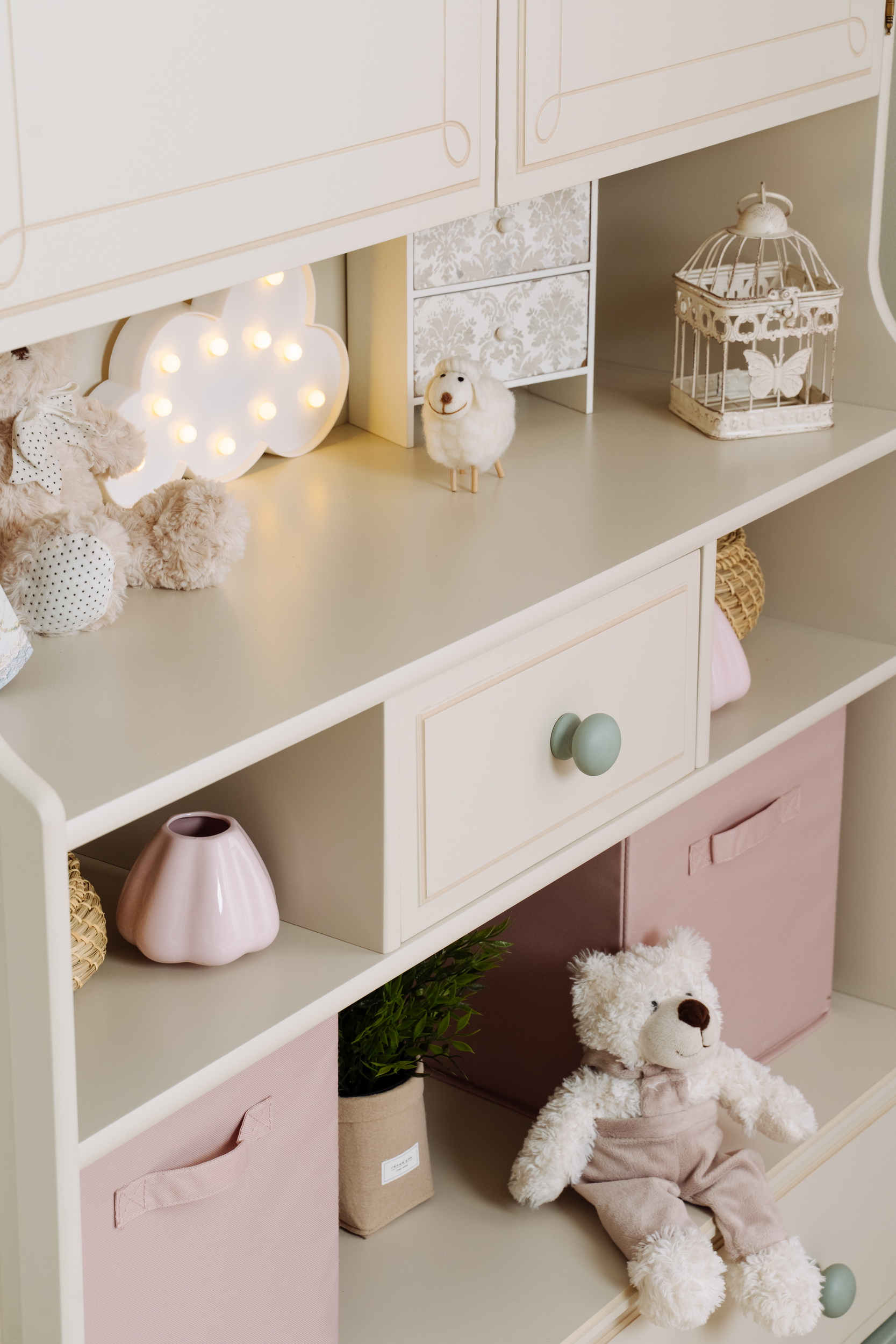 Стеллаж белый 2 ящика Бетти №9