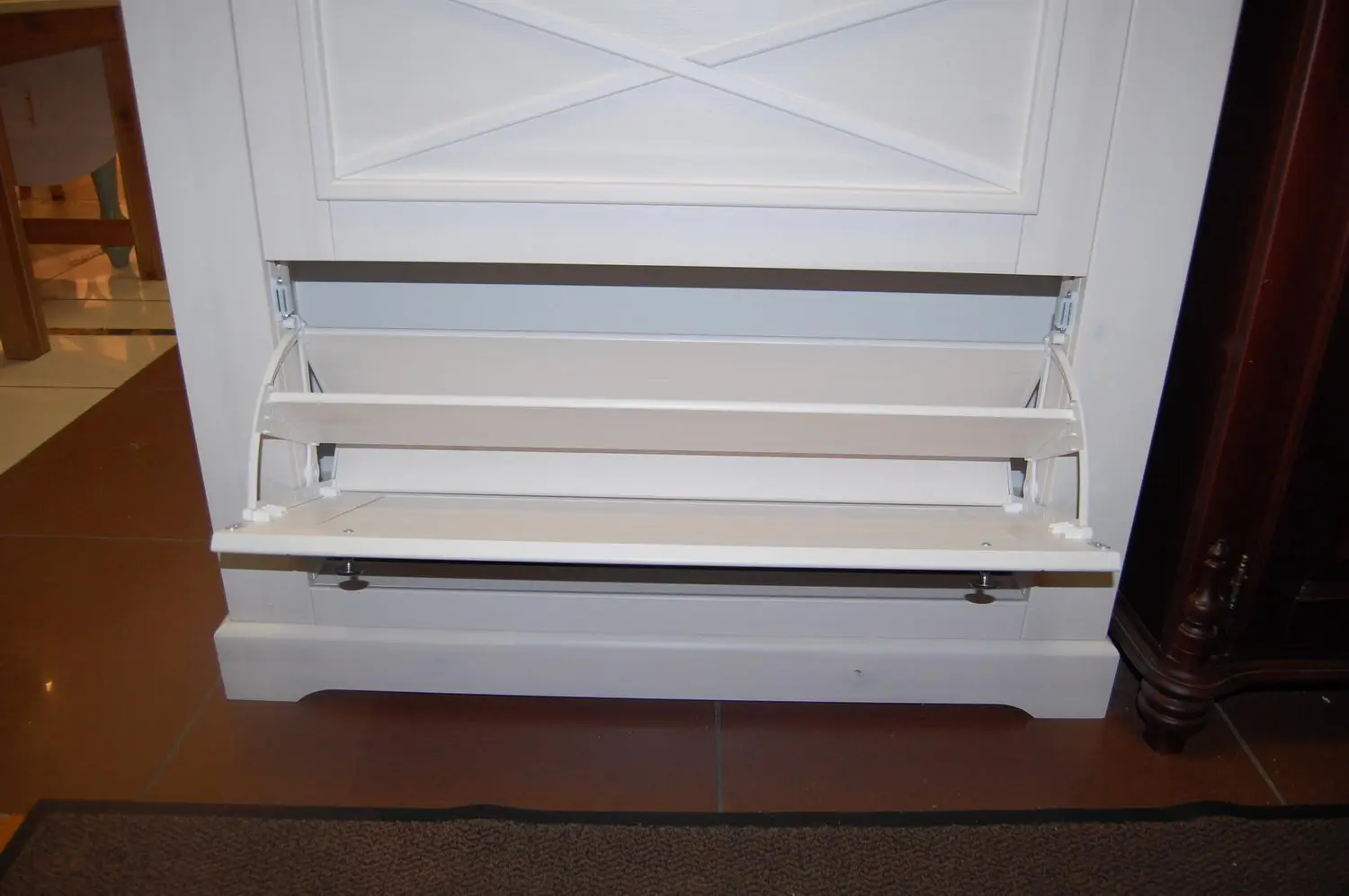 Тумба массив сосны Форест для обуви белый воск/серый