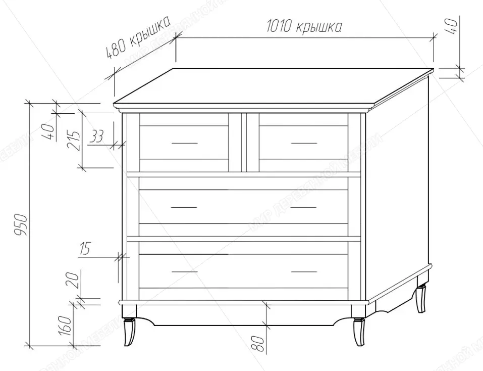 Комод белый "Римини" с 4 ящиками