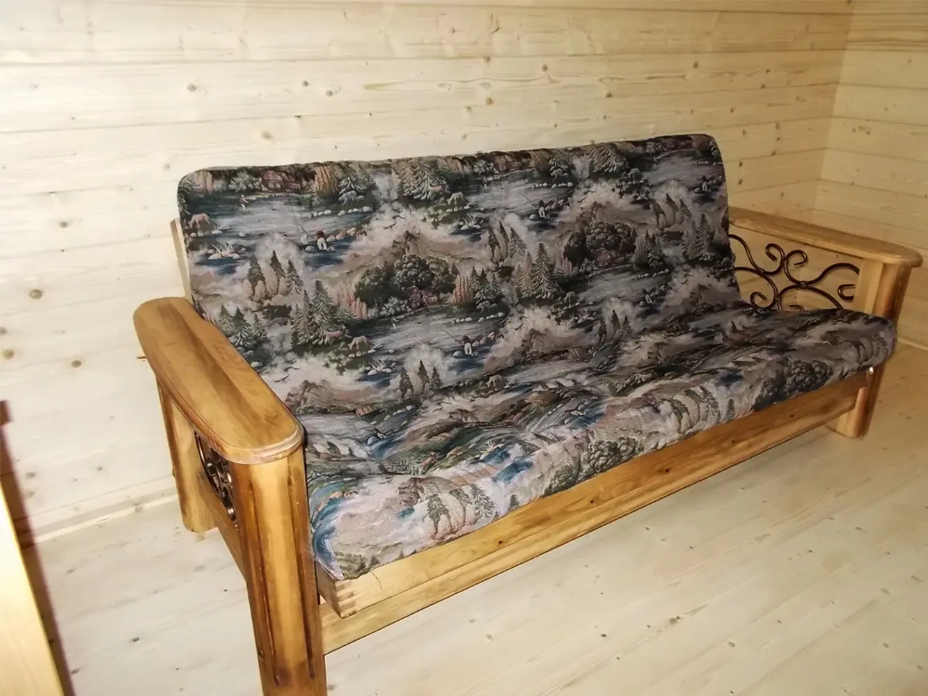 Диван Викинг 02  (бейц старение) с мягким элементом (раскладной с механизмом)