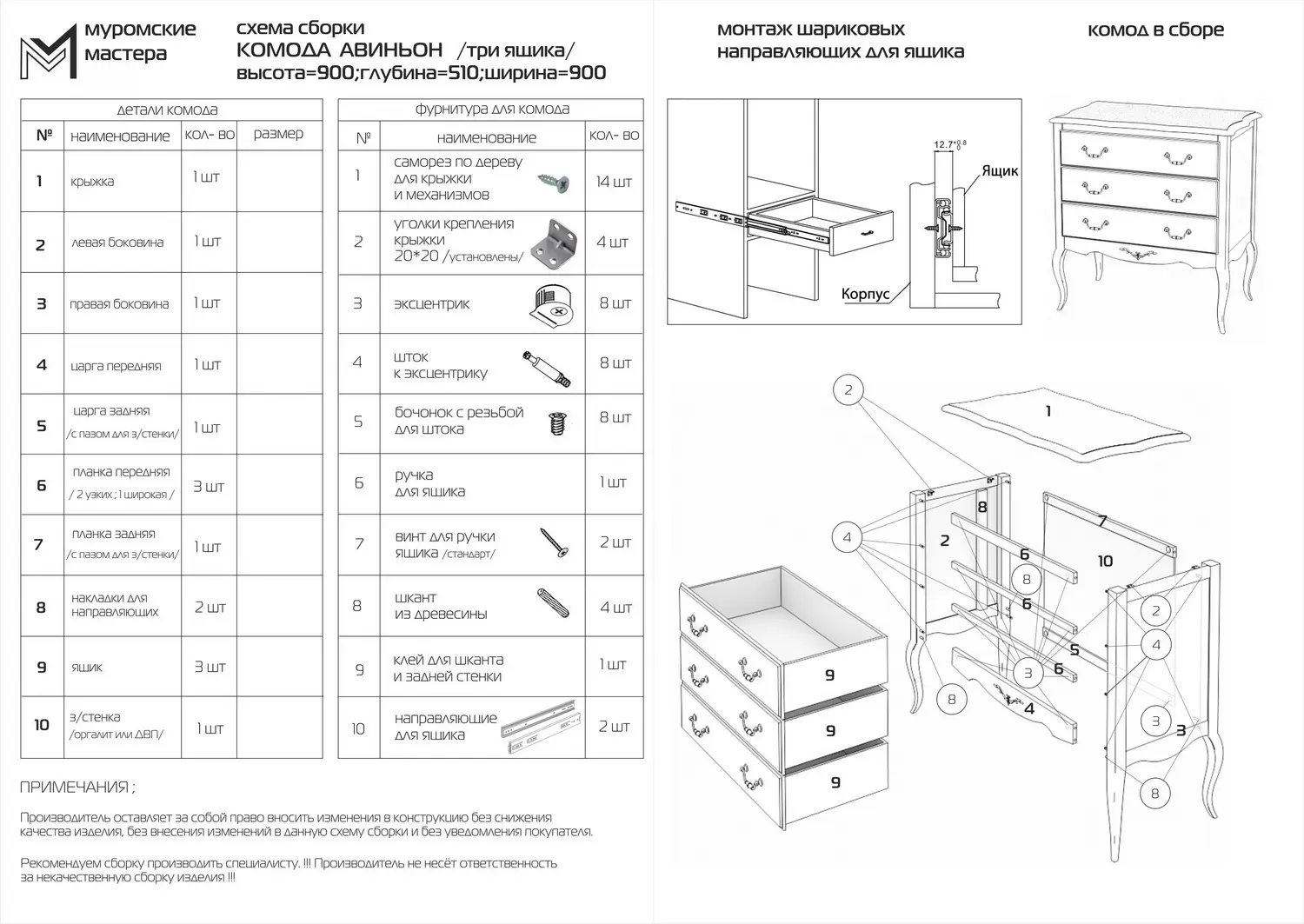 Комод Авиньон 3 ящика