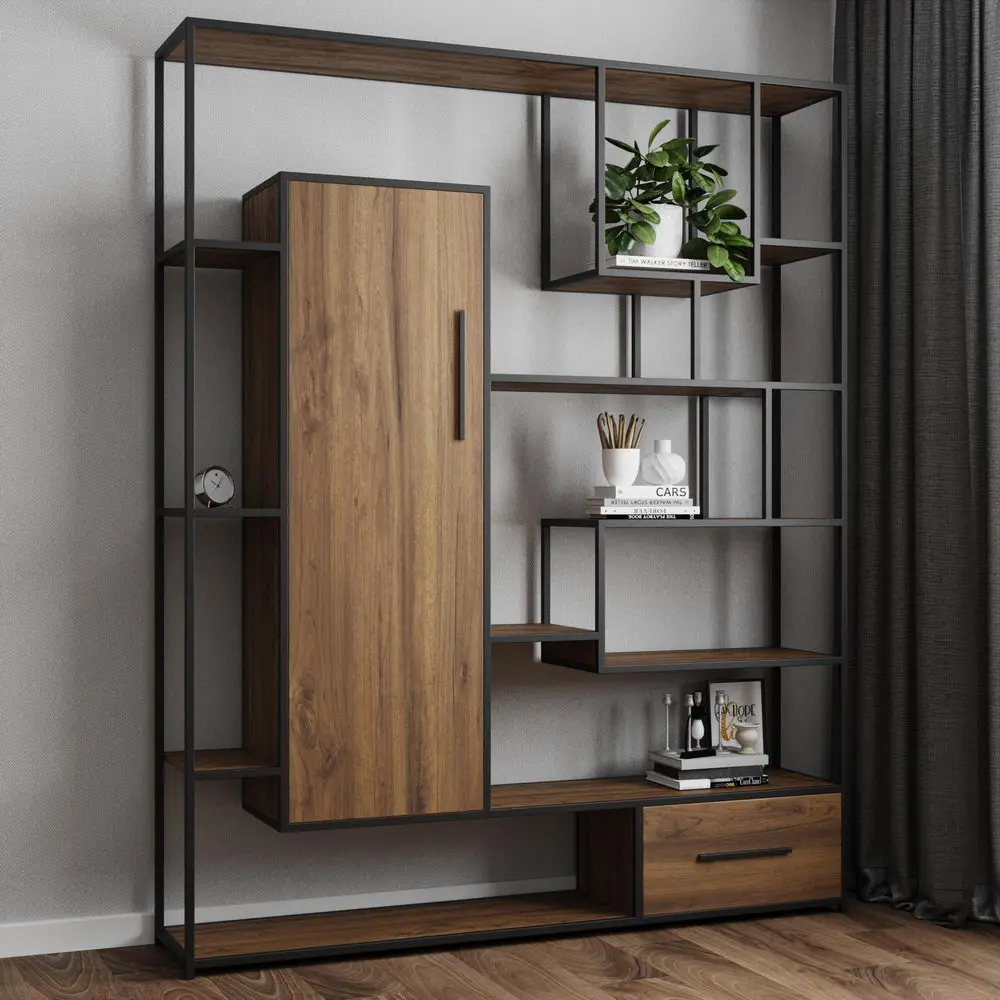 Стеллаж с дверкой и ящиком 04-15