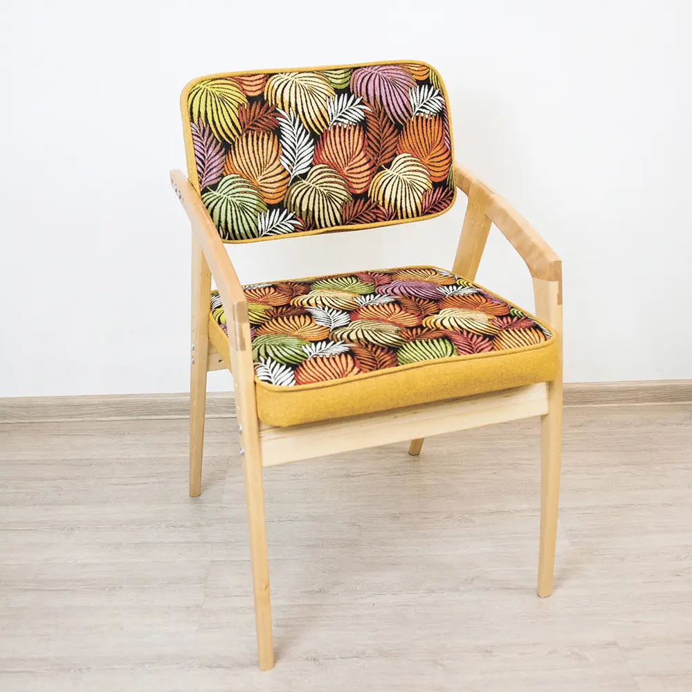 Стул  Rabbit   Wood Бруно гобелен Листья+рогожка Сан-Леон  