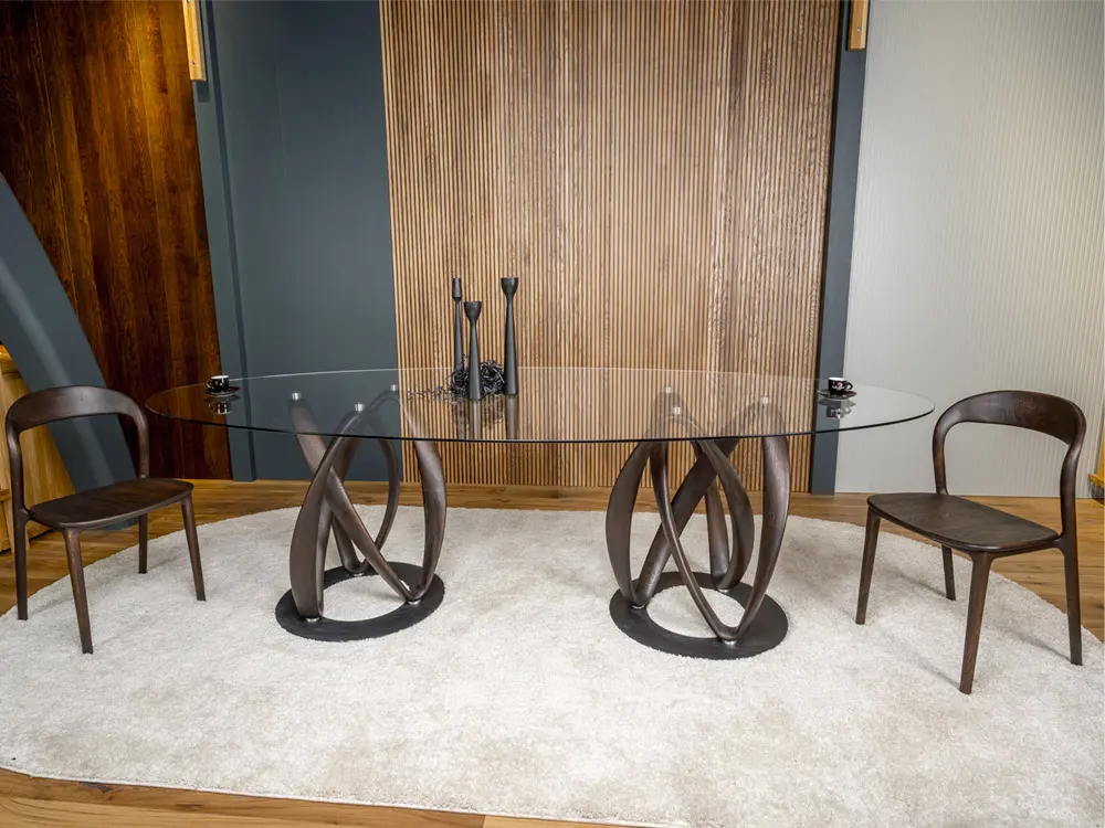 Стол Инфинити овальный стекло двойной 2800