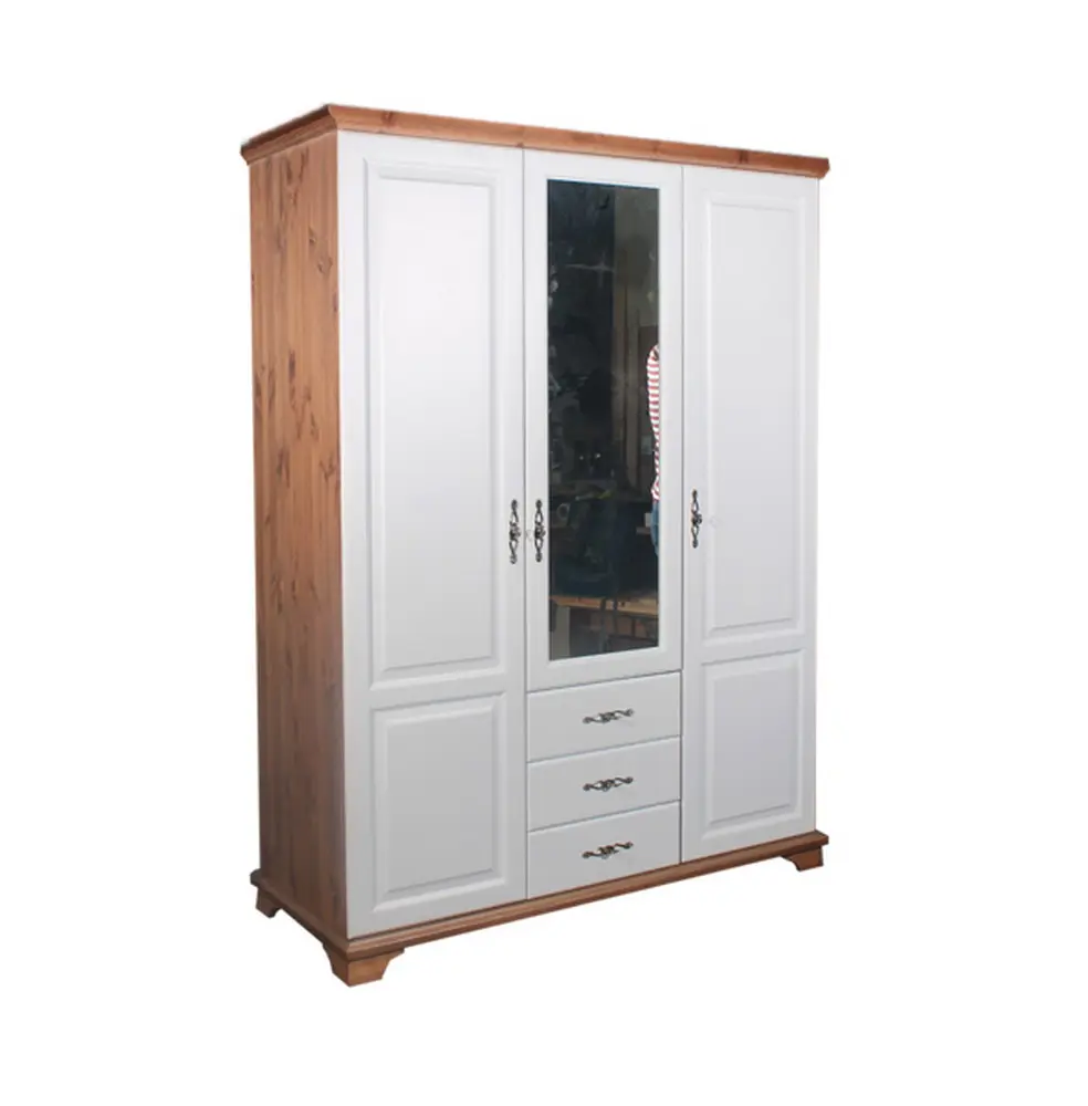 Шкаф  Брусно 3ств с ящиками и зеркалом  белый   3.23.01     