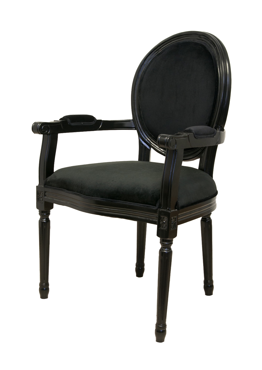 Мягкий стул с подлокотниками Diella Black Velvet