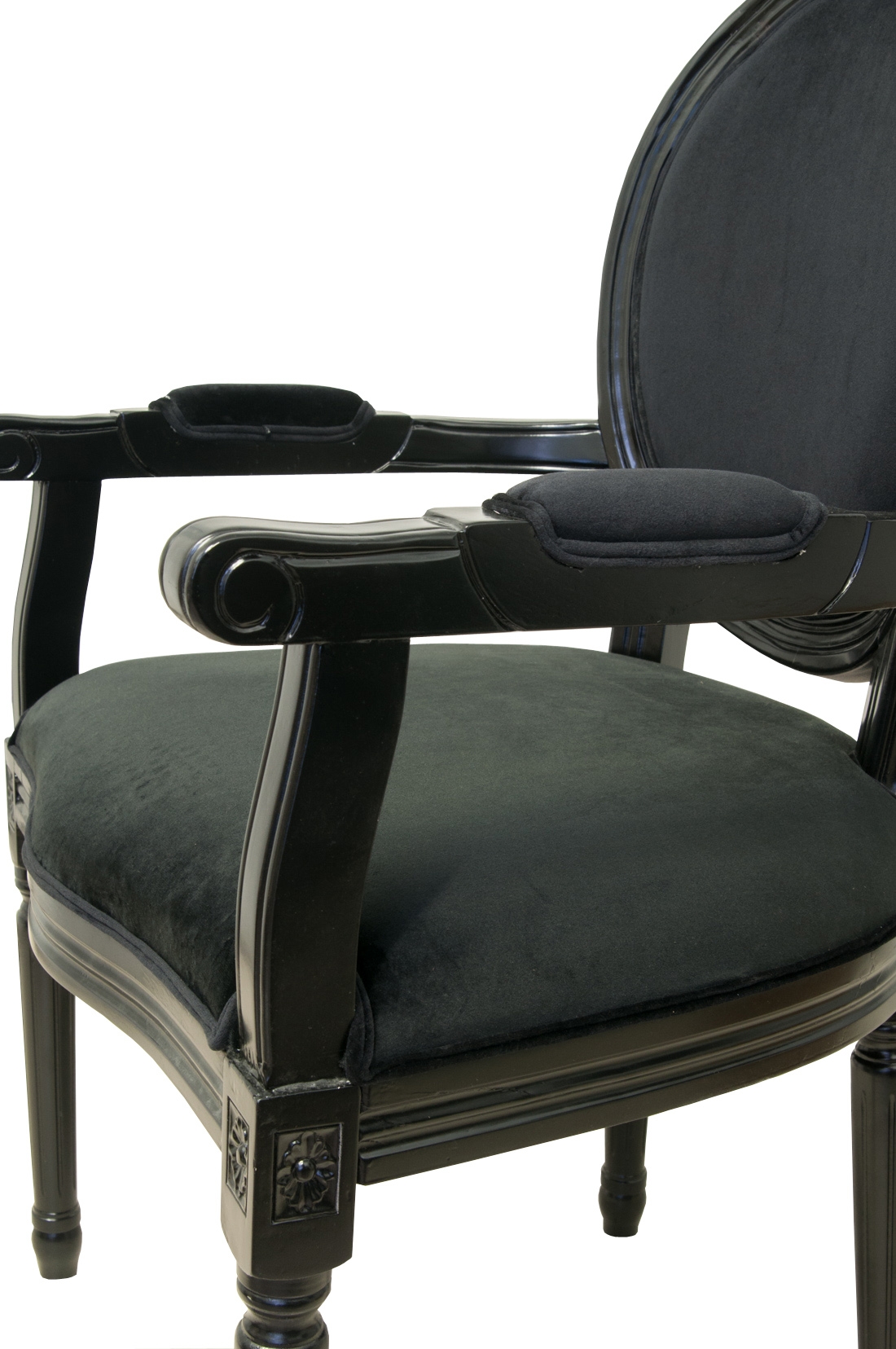 Мягкий стул с подлокотниками Diella Black Velvet