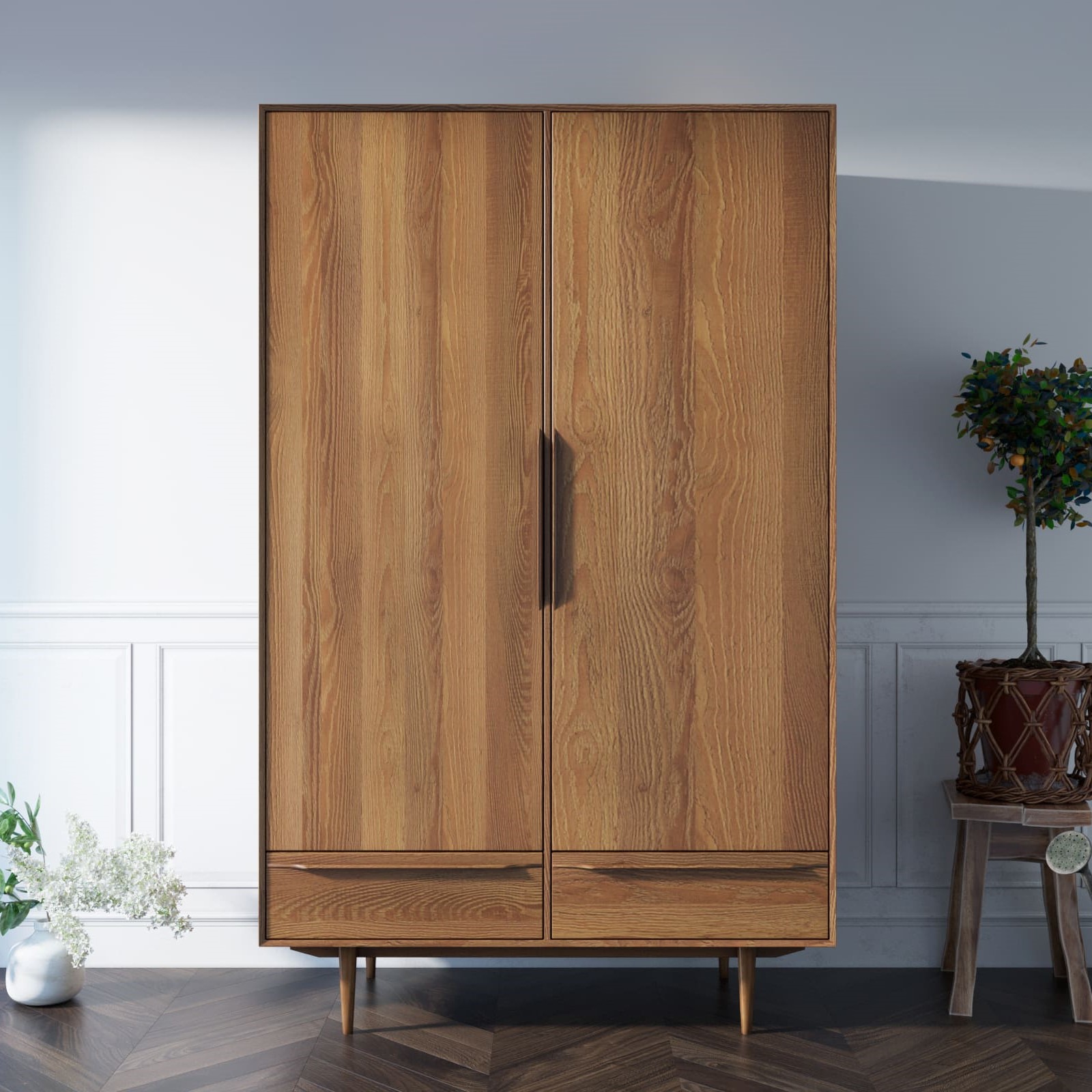 Шкаф двустворчатый распашной с двумя выдвижными ящиками "Bruni"