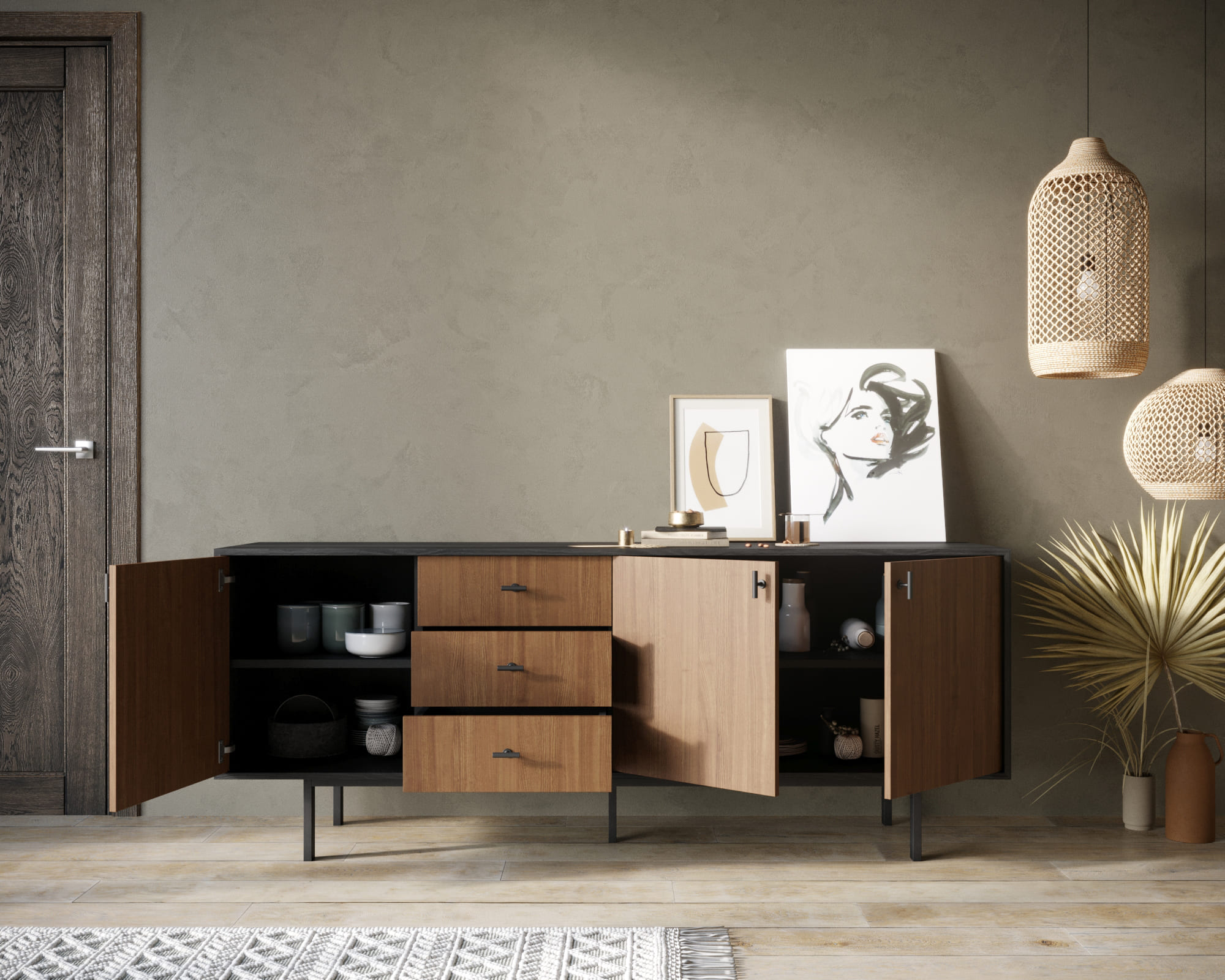 Комод с тремя дверками и тремя ящиками "Emerson"