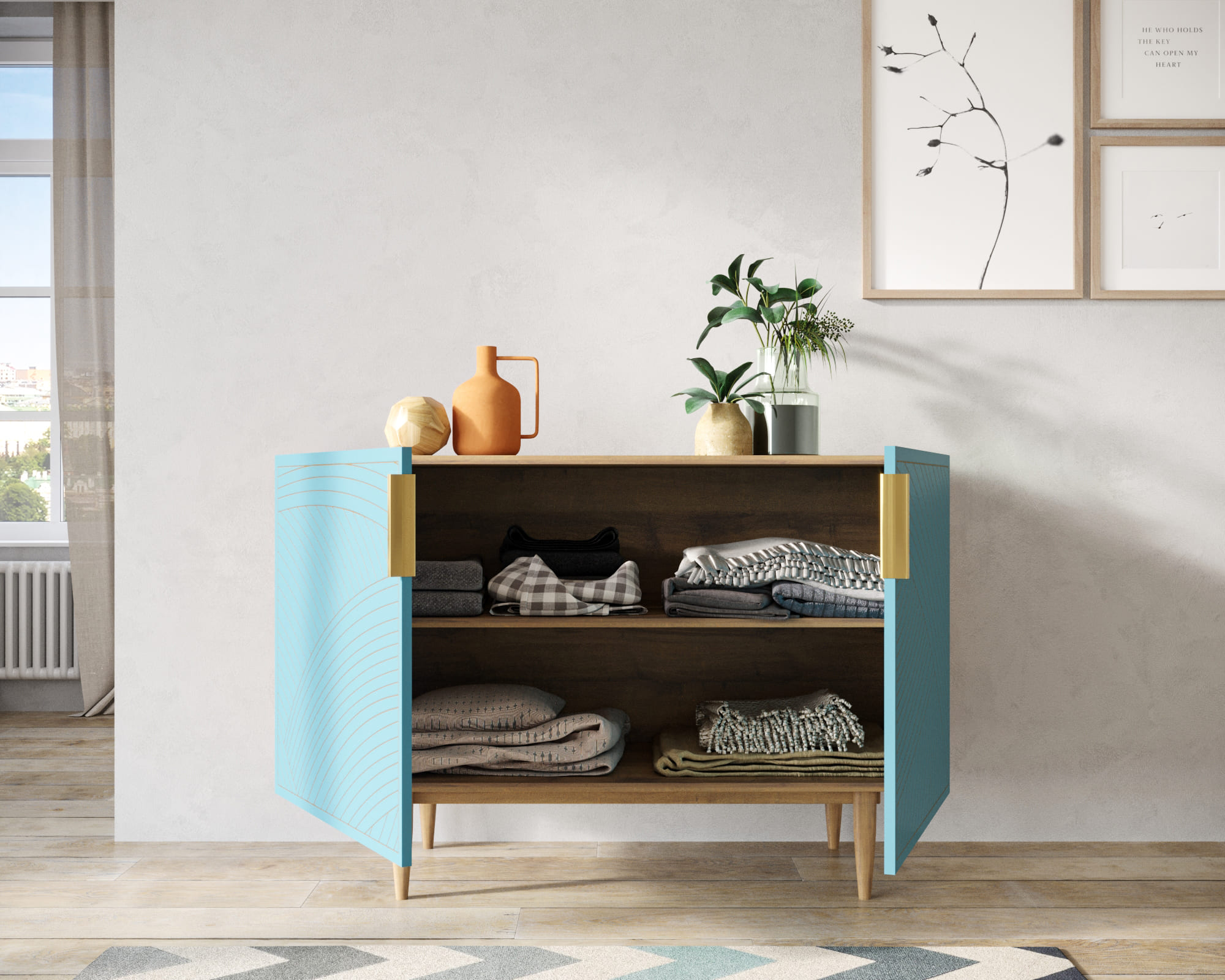 Комод с двумя дверками "Line" LN01/GR1