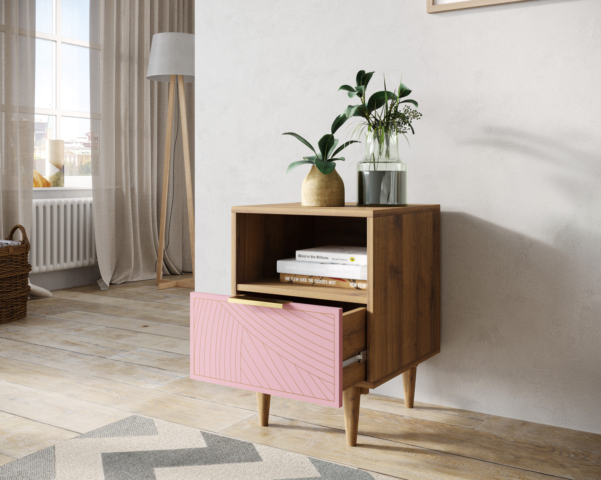 Тумбочка с нижним ящиком "Line" LN09/GR1