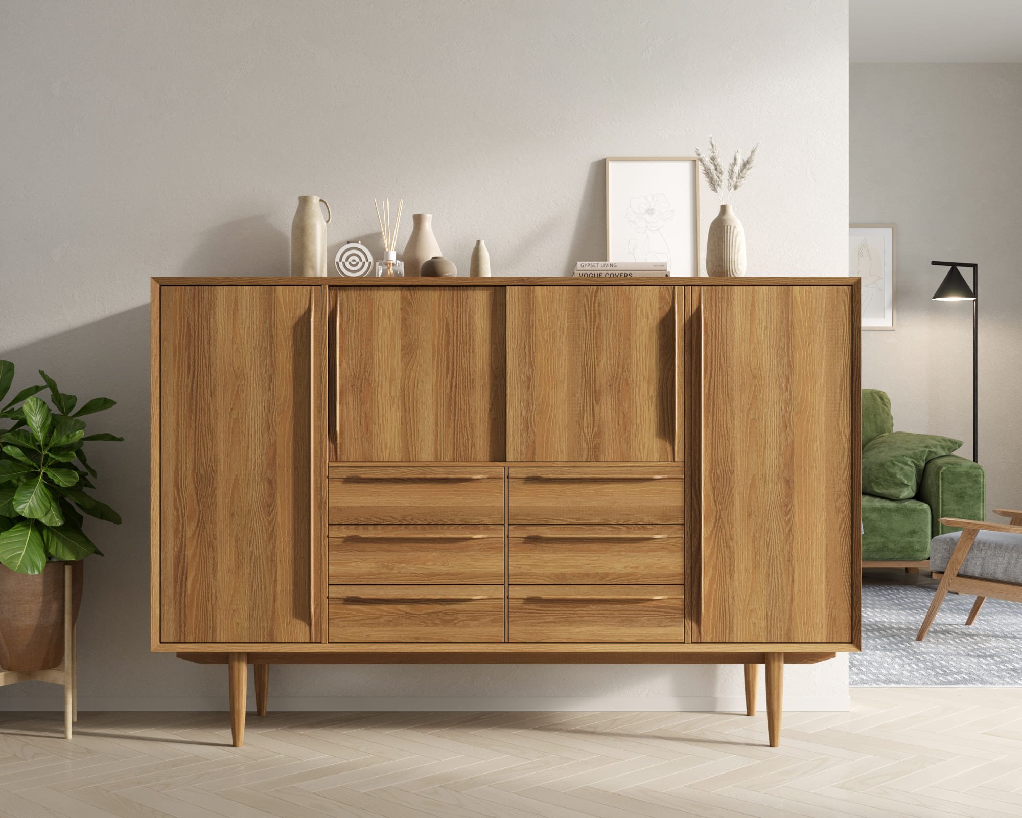 Большой комод с 6 ящиками "Bruni"