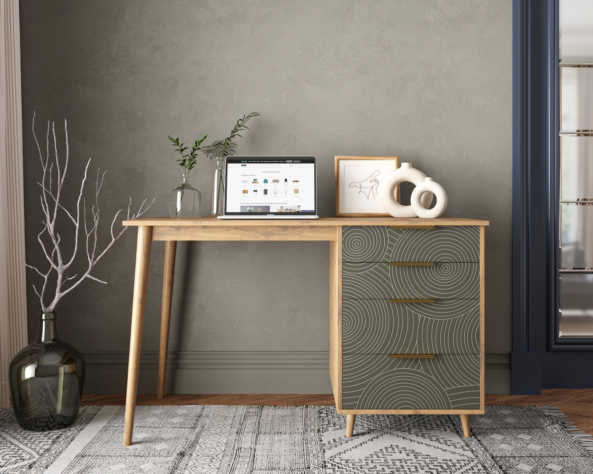 Стол рабочий "Line" с одной тумбой R23