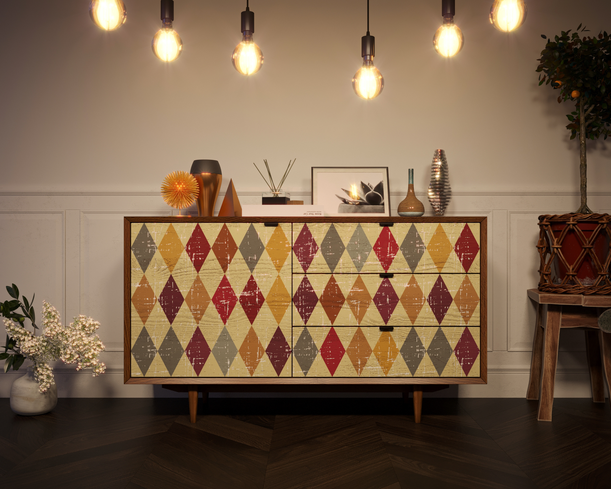 Комод "Bruni print" с ящиками и дверкой