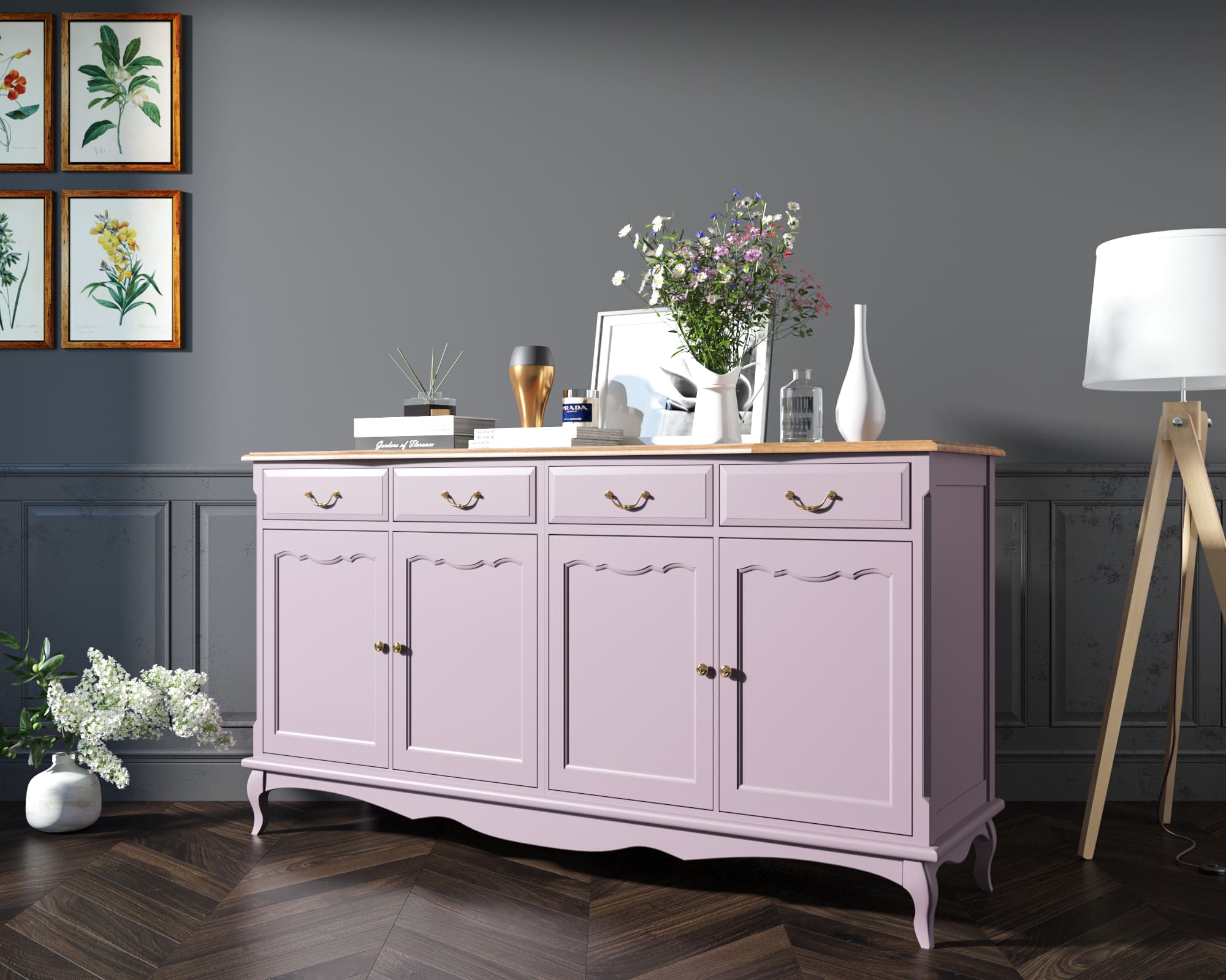 Комод "Leontina lavanda" с ящиками и дверками