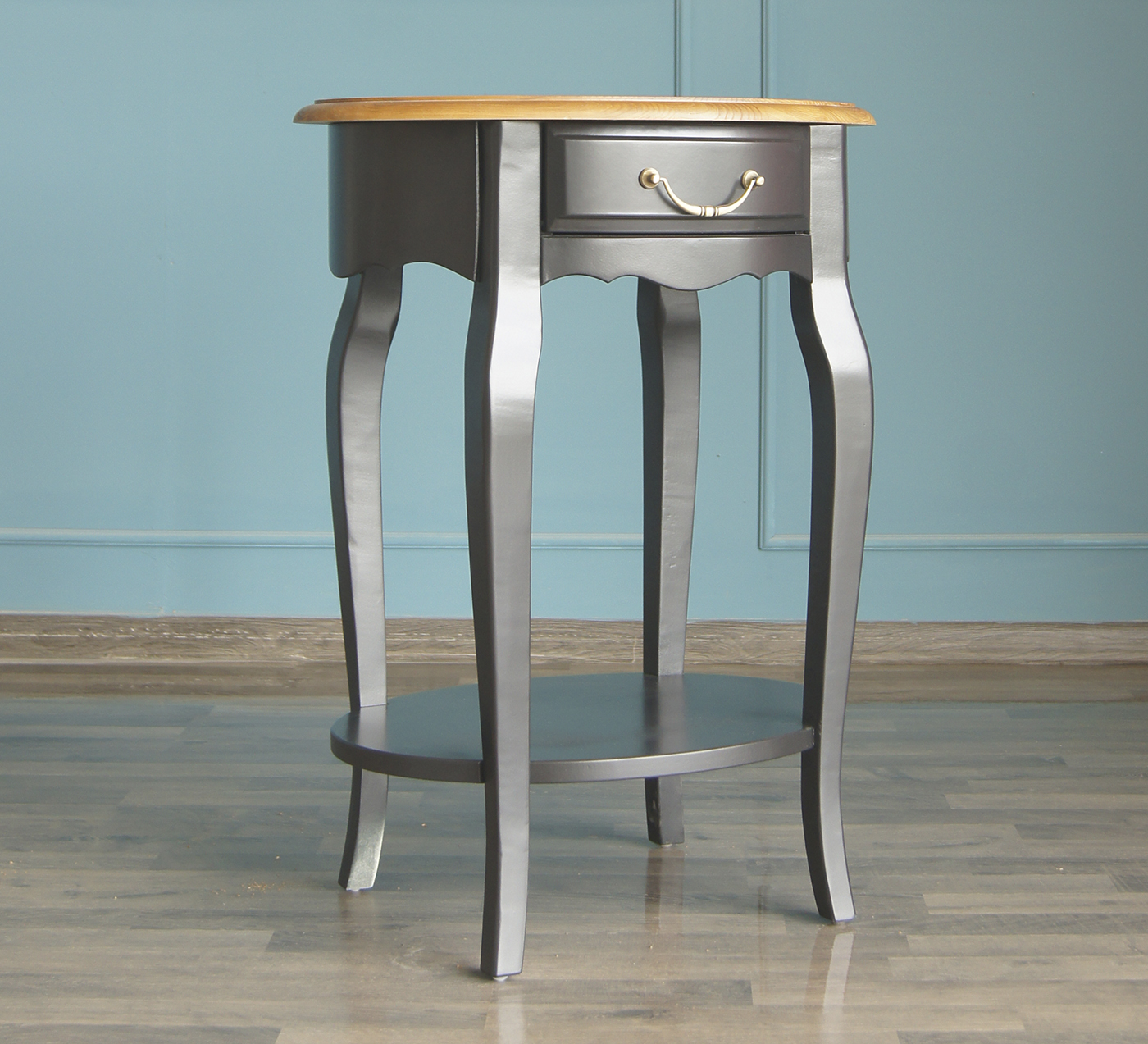 Овальный столик с ящиком "Leontina Black"