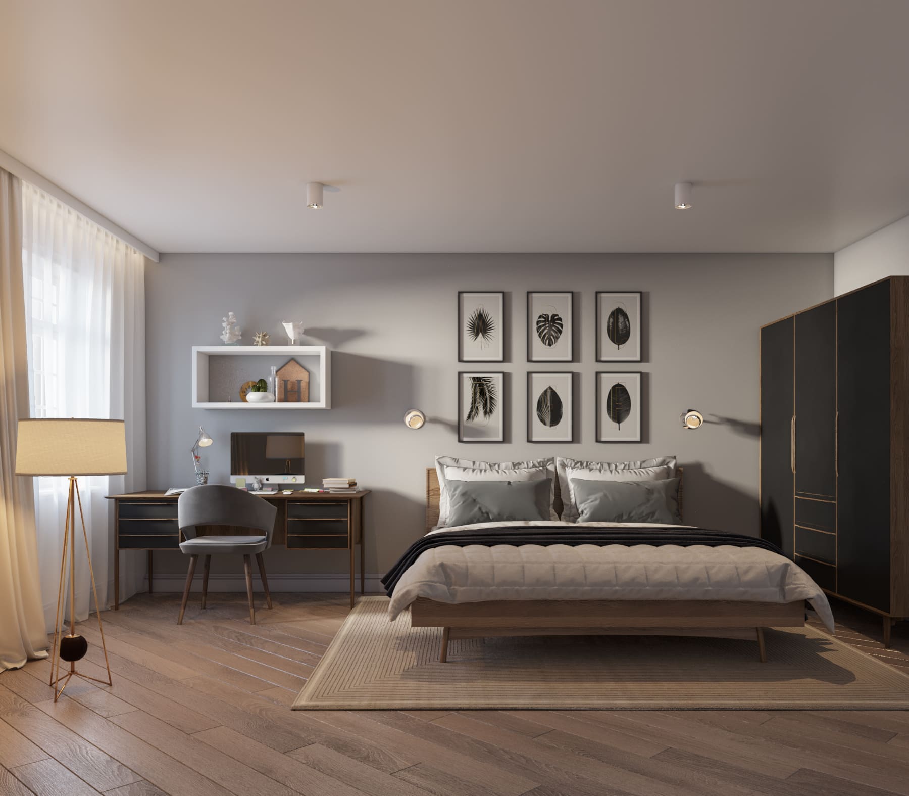 Кровать в Скандинавском стиле двуспальная "Bruni" 1600х2000