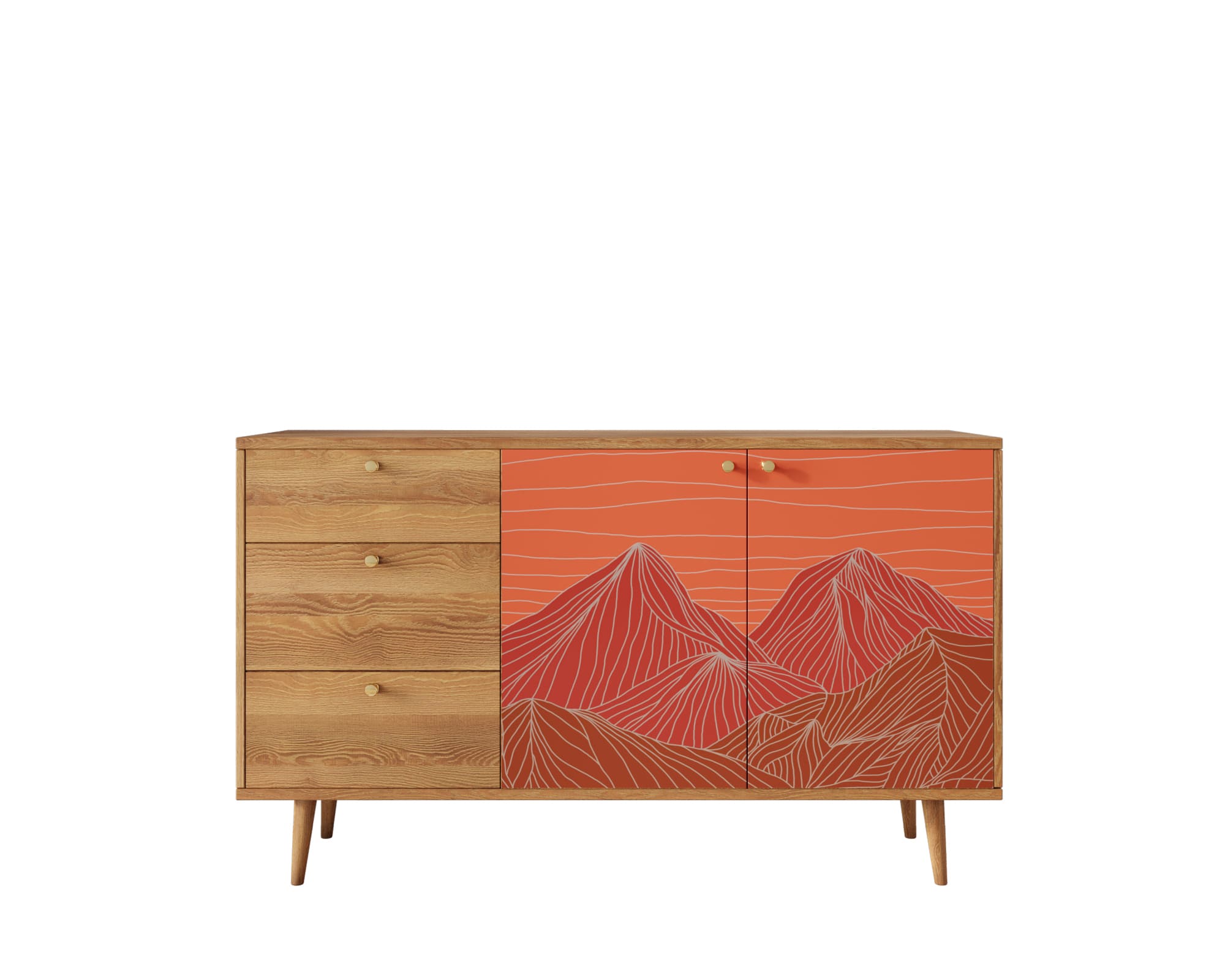 Комод "Berber" с двумя дверками и ящиками (под дерево)