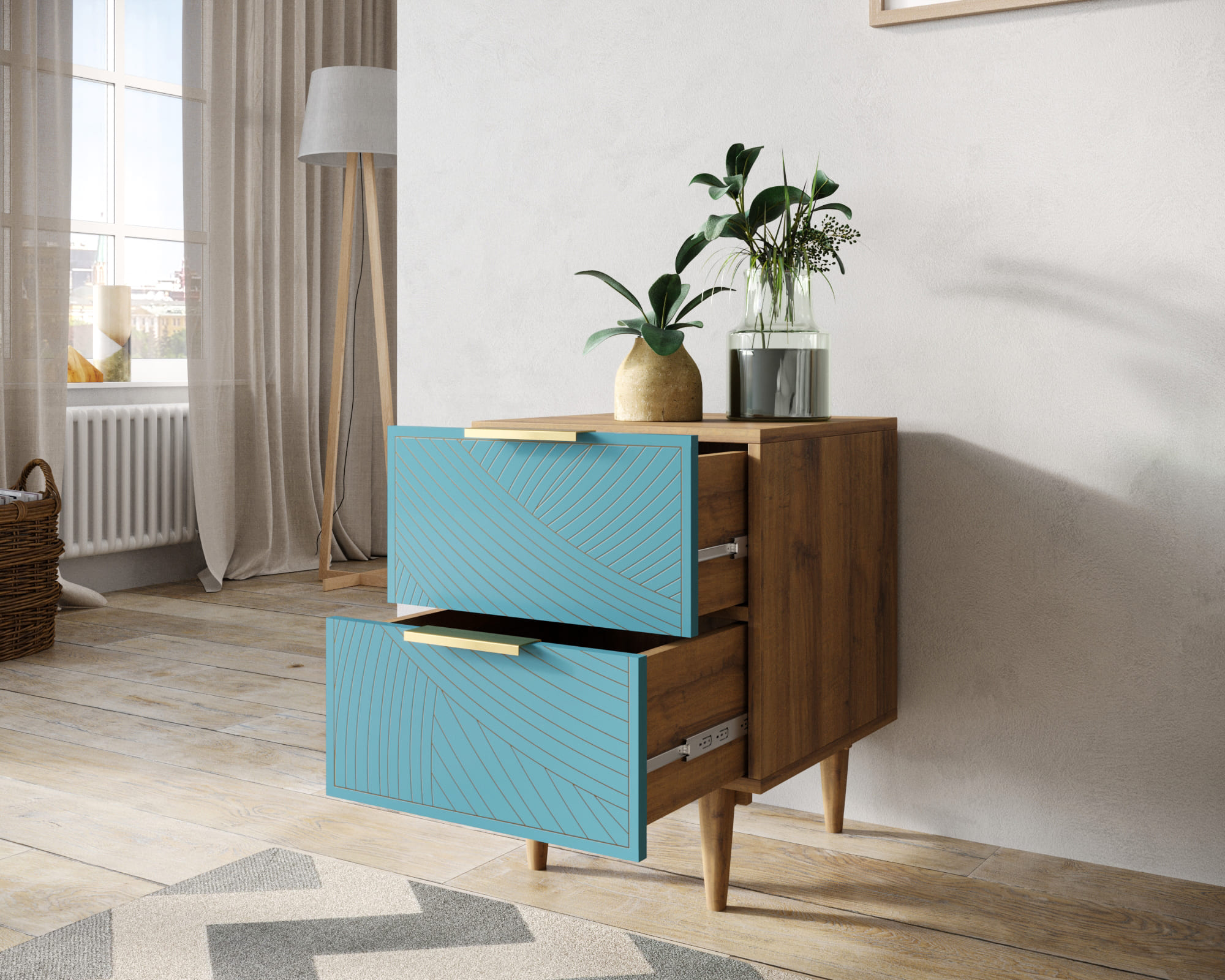 Тумбочка с двумя ящиками "Line" LN07/GR1