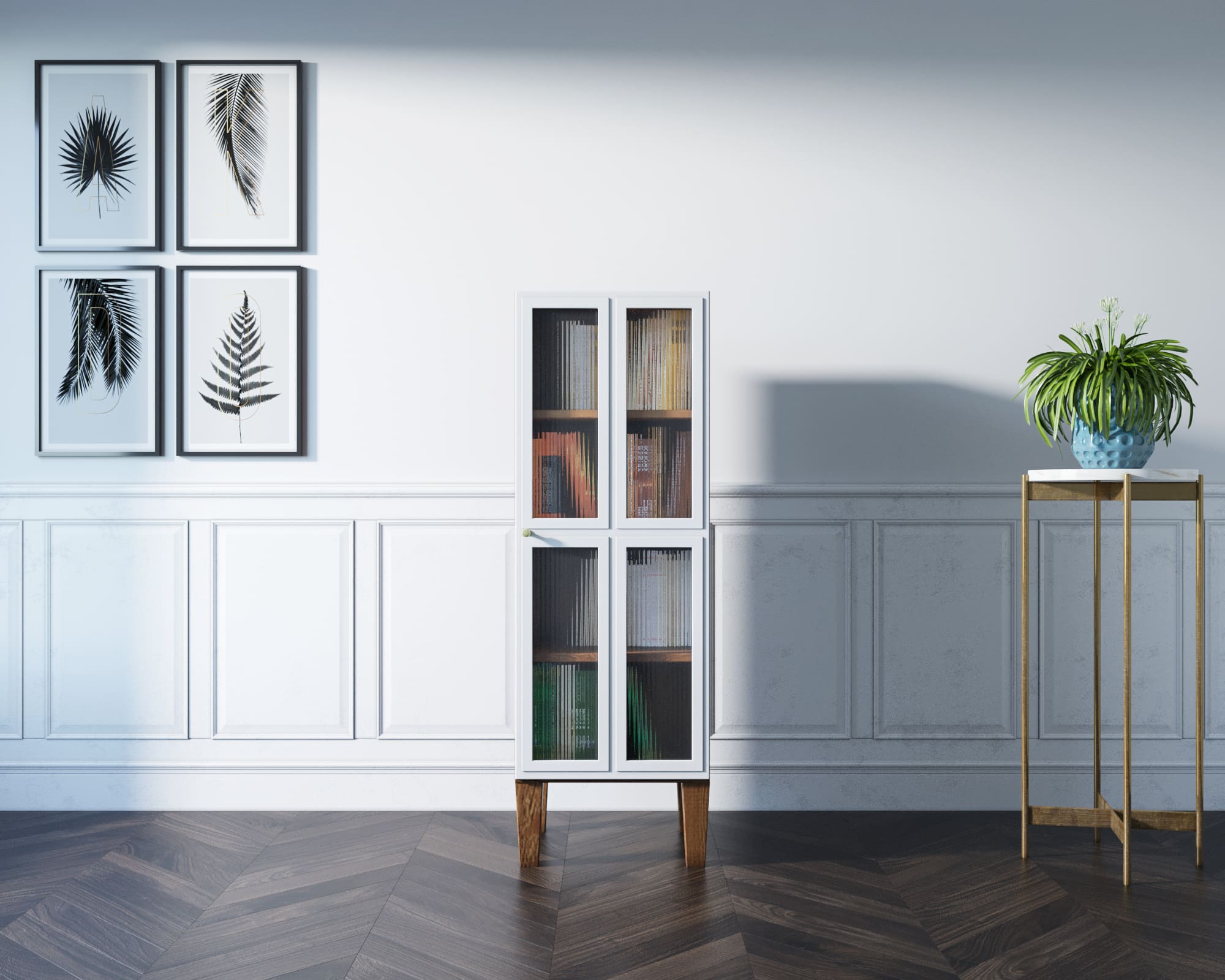 Шкаф-витрина массив "Andersen" с рифлеными стеклами