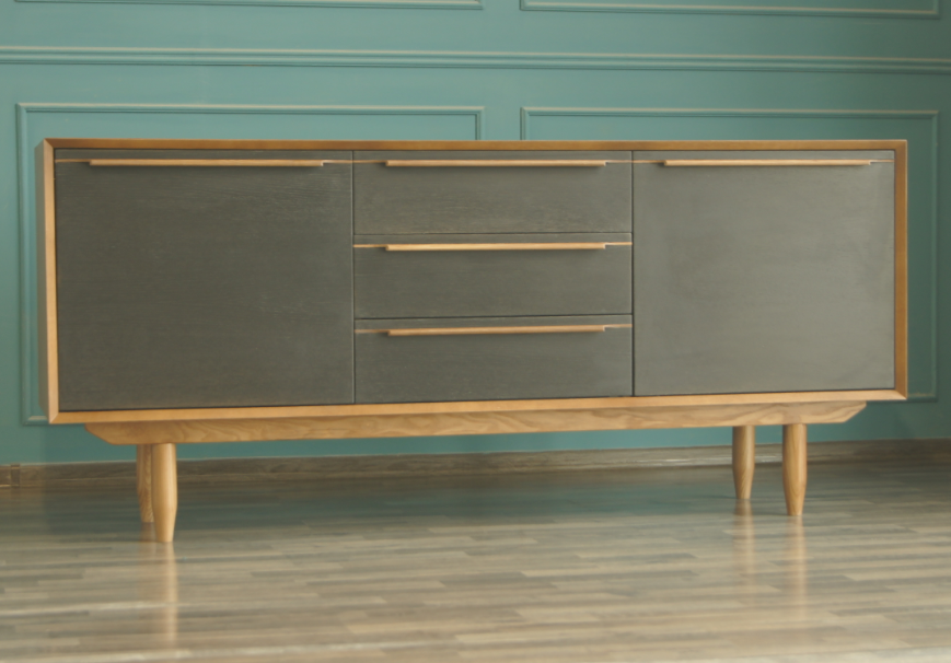 Комод с дверками "Bruni Black" с тремя ящиками и дверками