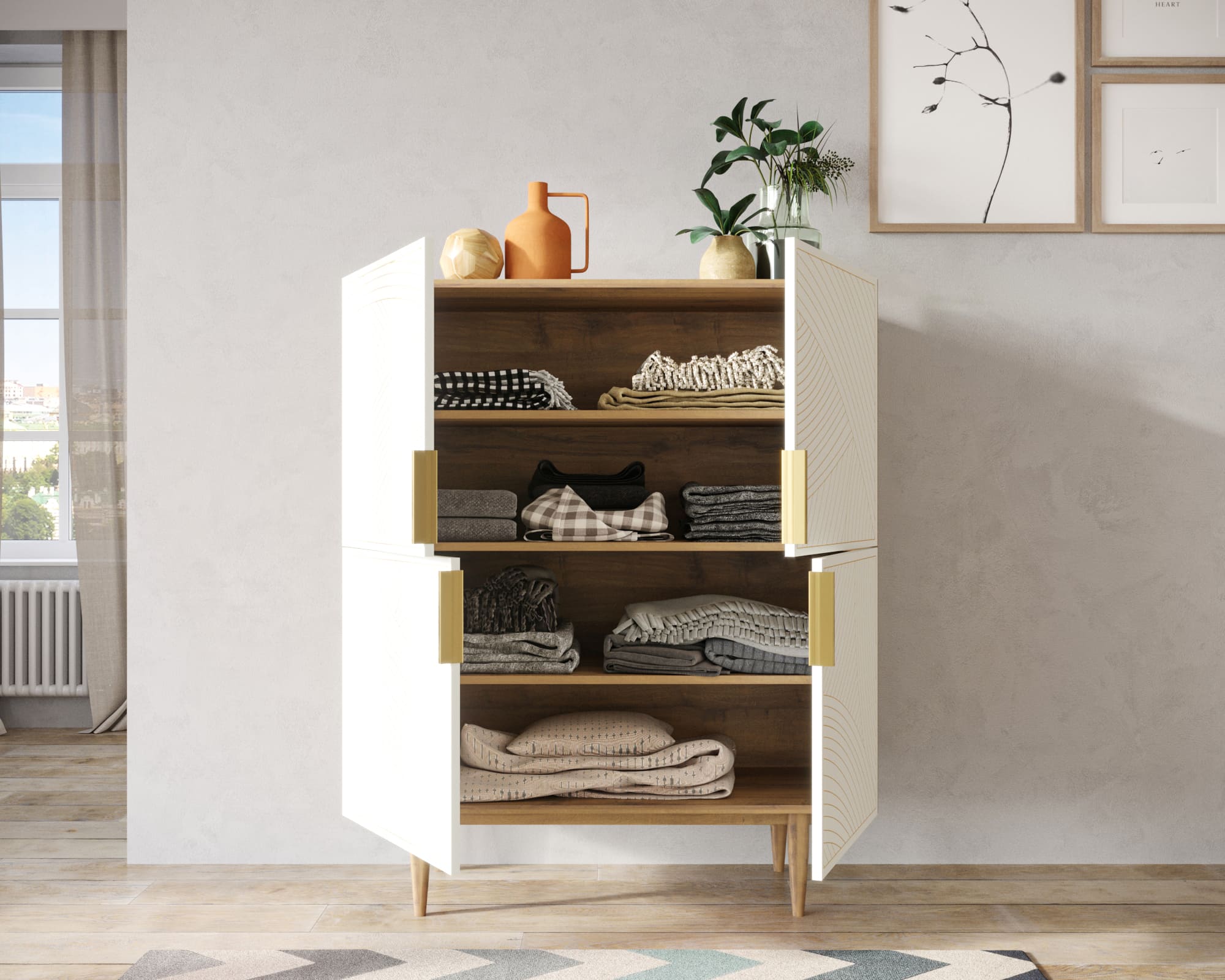 Большой комод с четырьмя дверками "Line" LN03/GR1