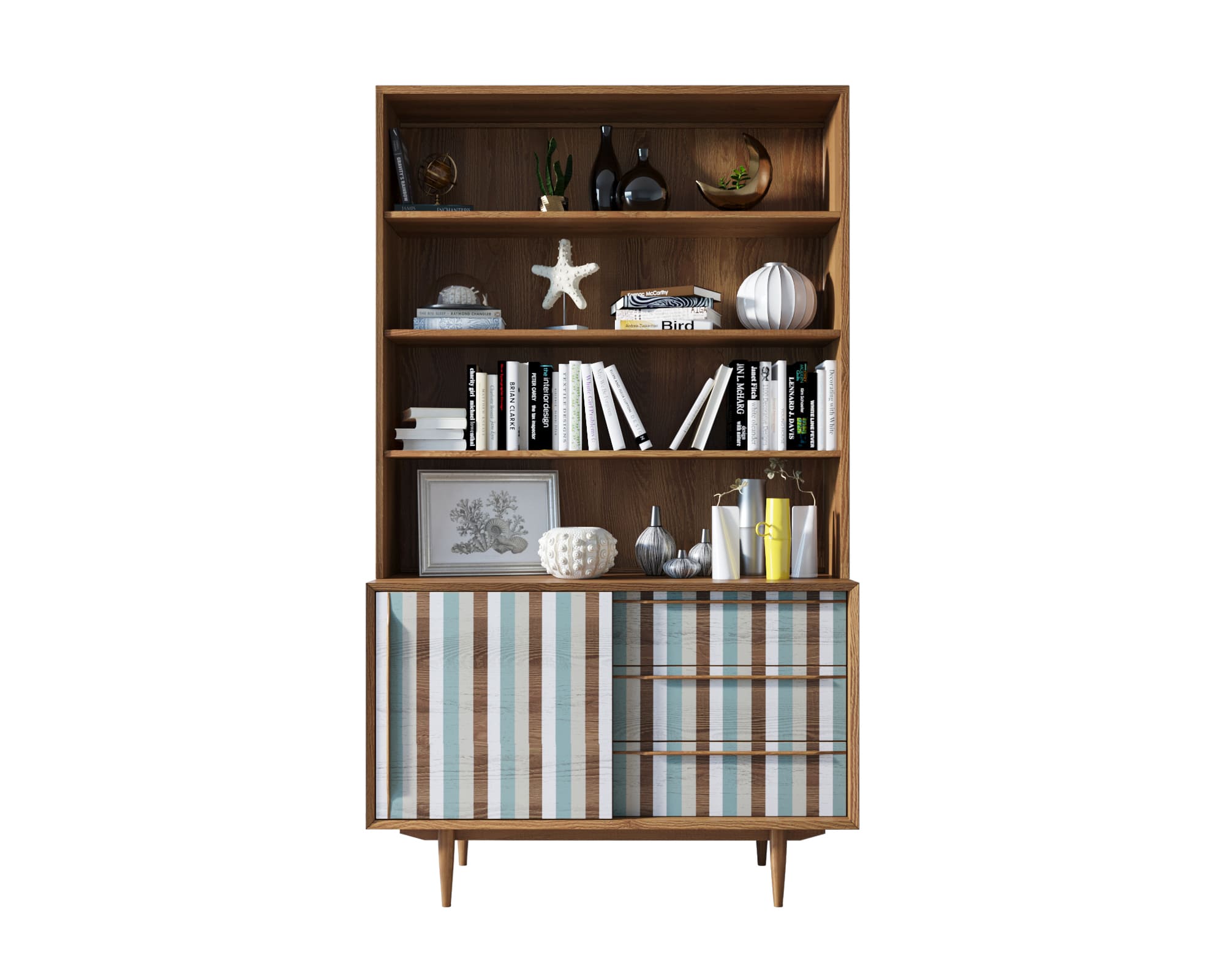   Стеллаж массив дерева "Bruni print 1" с дверками  