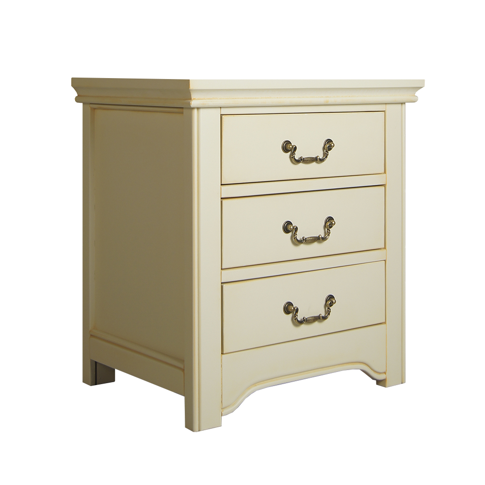 Бежевая прикроватная тумба с 3 ящиками "Olivia"