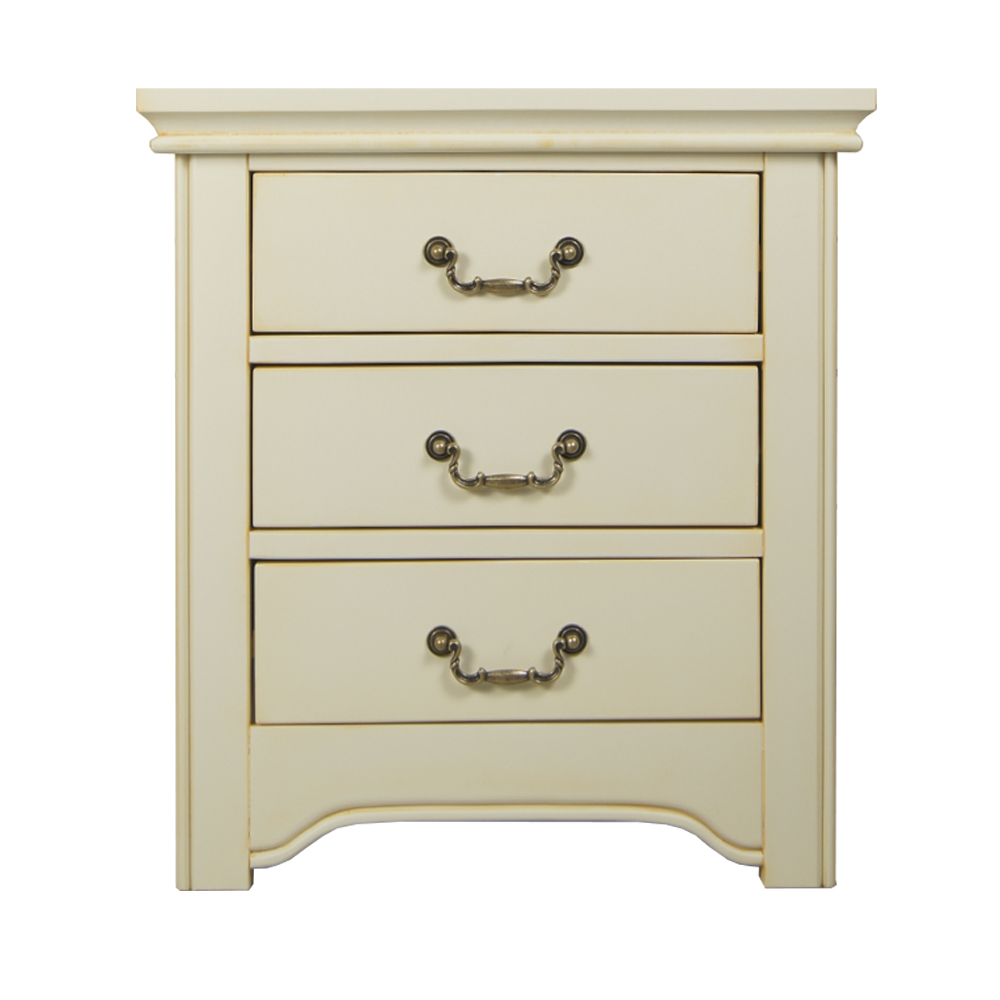 Бежевая прикроватная тумба с 3 ящиками "Olivia"