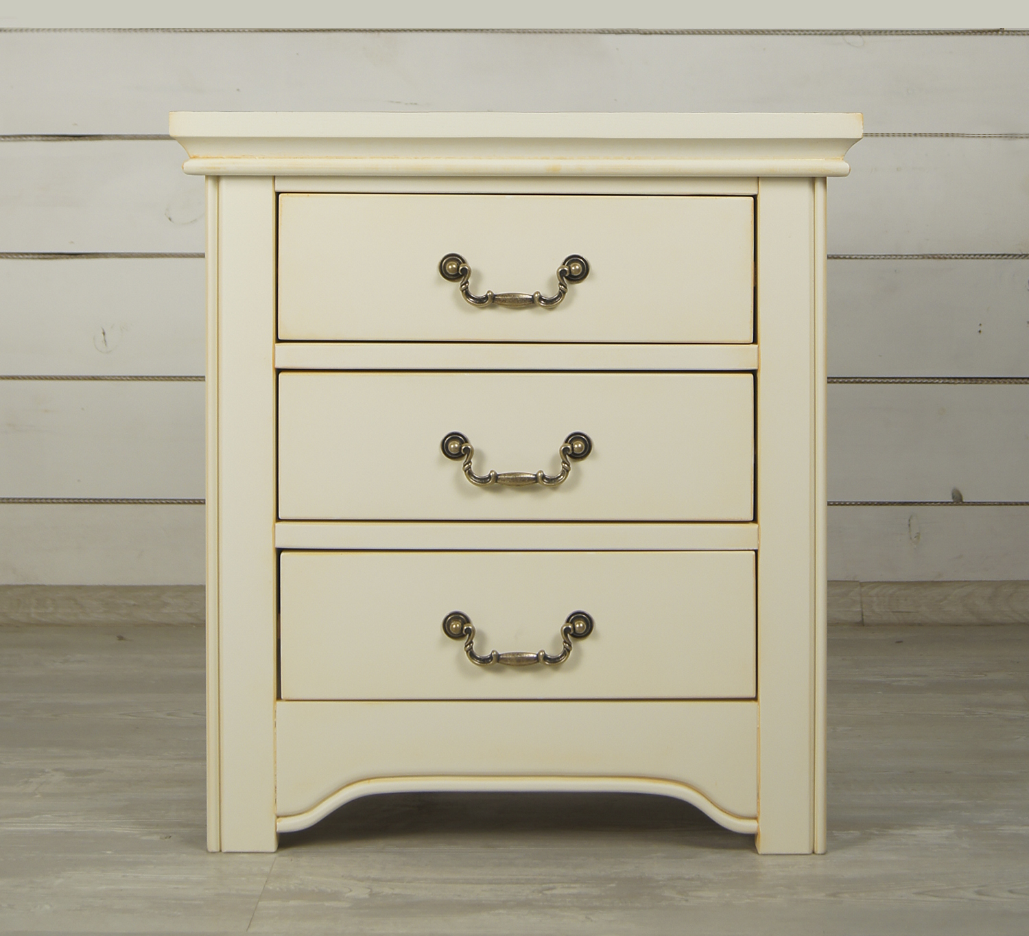 Бежевая прикроватная тумба с 3 ящиками "Olivia"