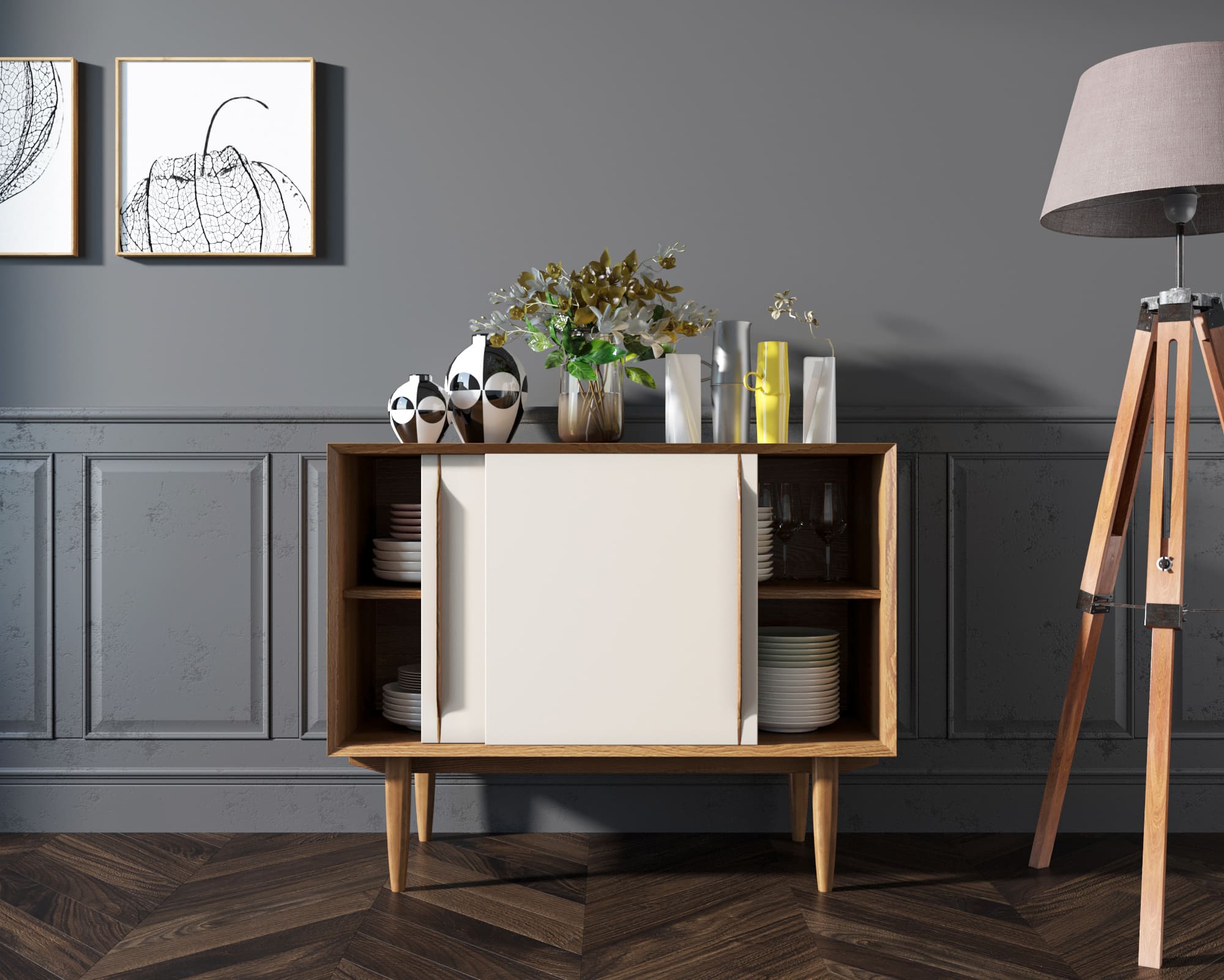 Комод массив дерева в Скандинавском стиле "Bruni white" две дверки