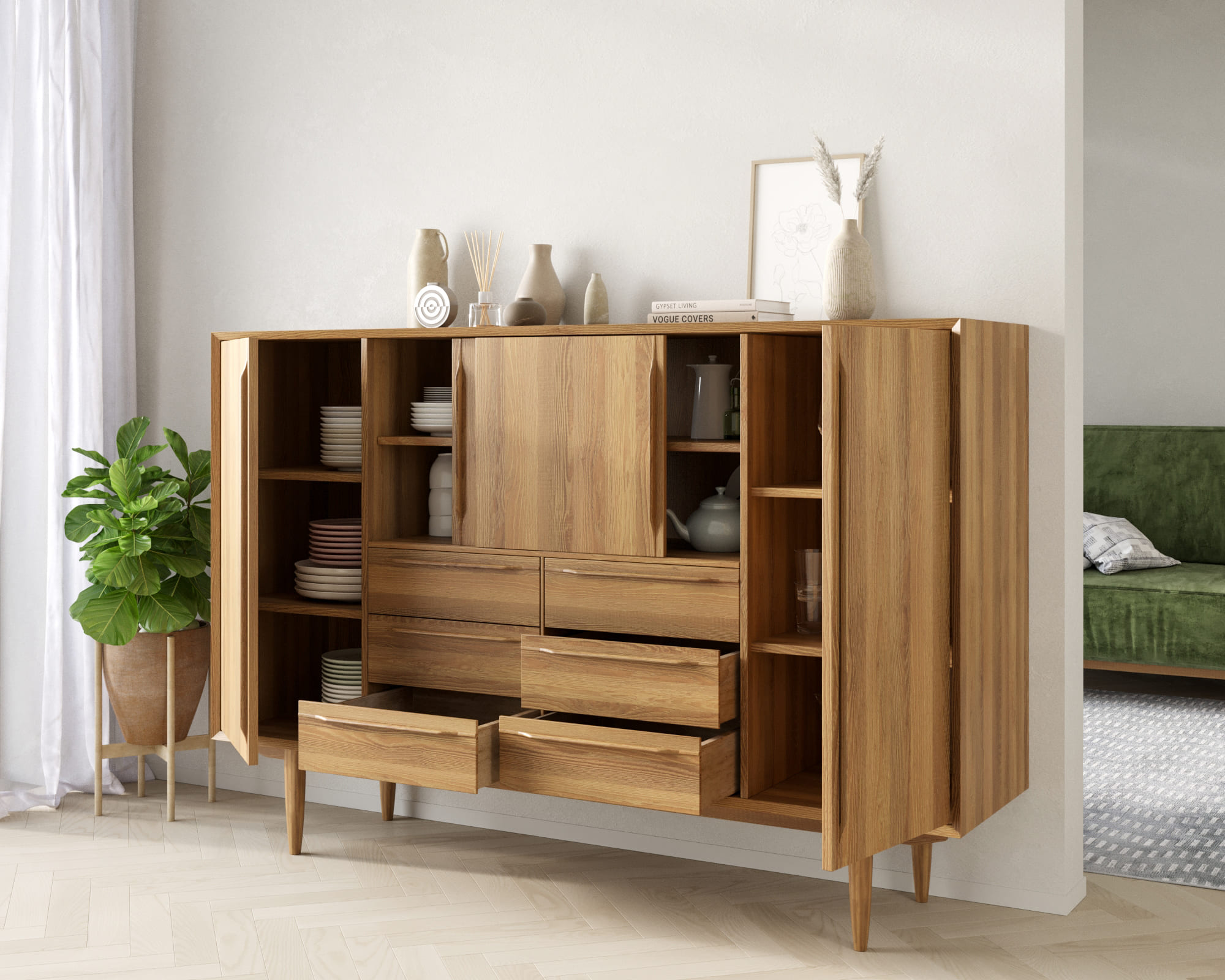 Большой комод с 6 ящиками "Bruni"