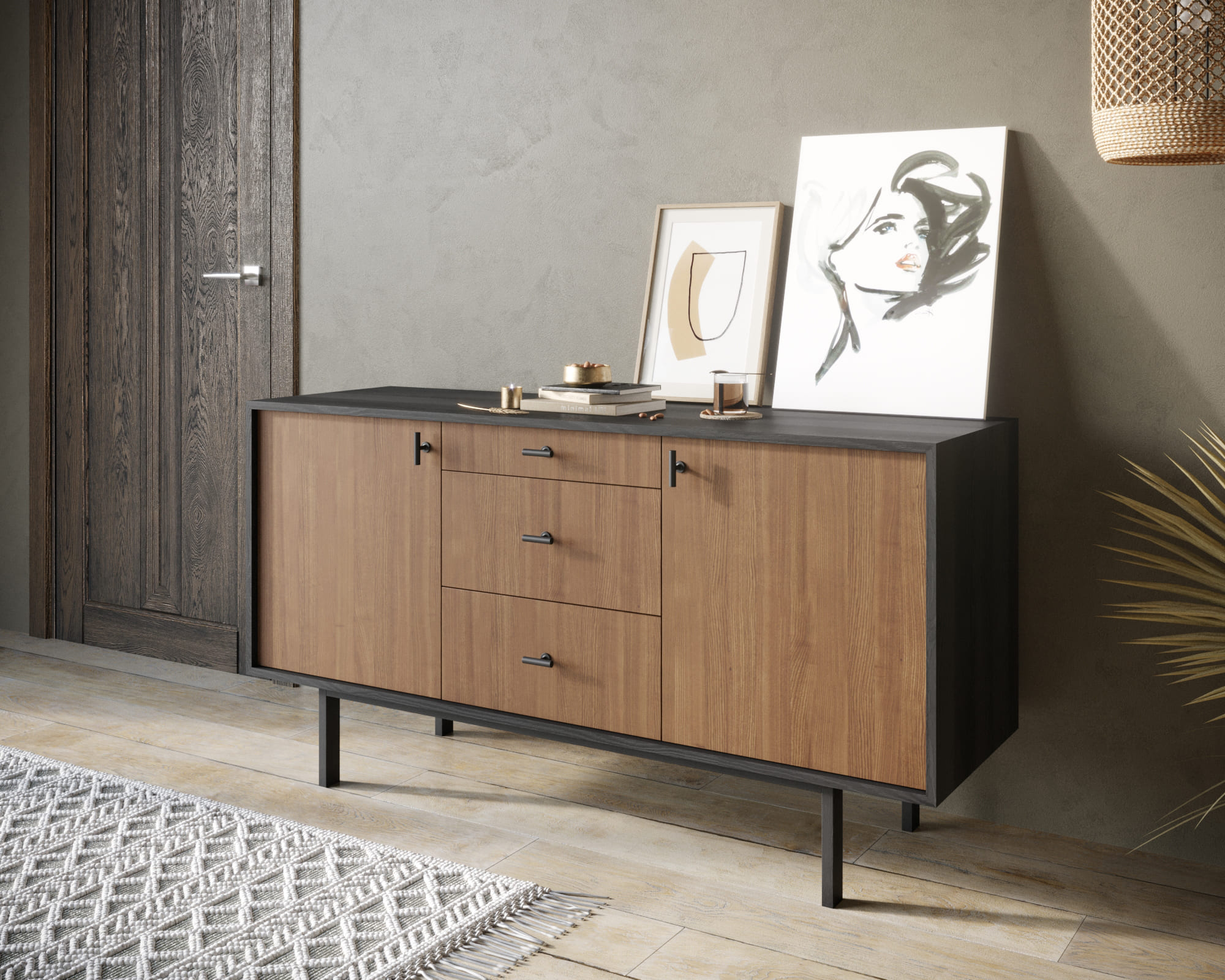 Комод две дверки и три ящика "Emerson"