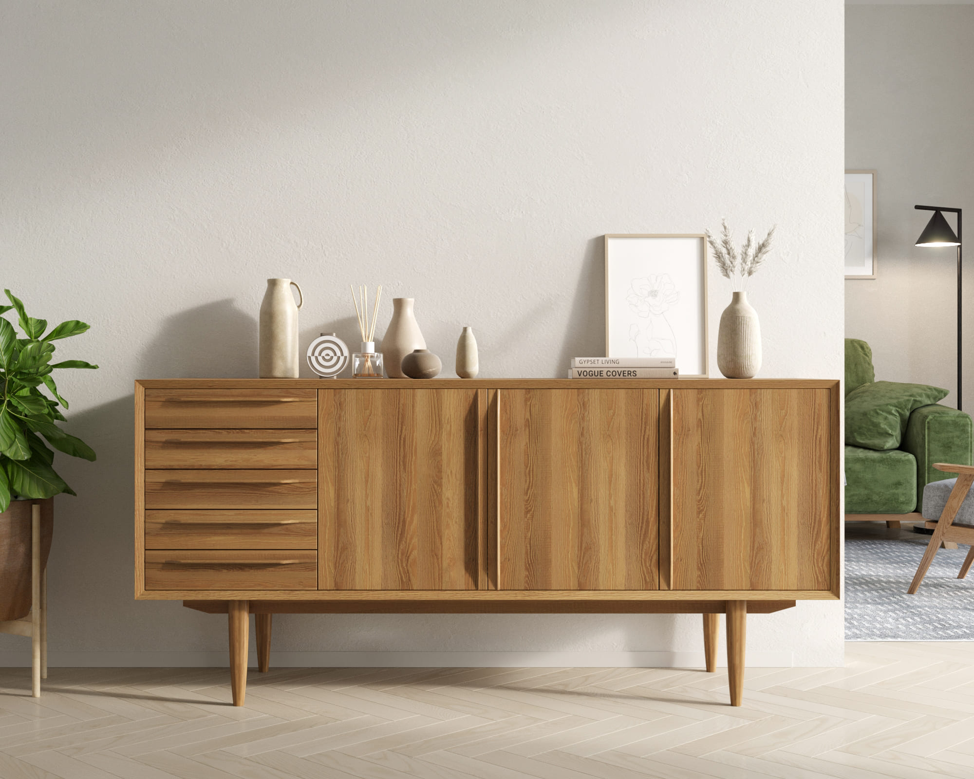 Комод с ящиками дерево "Bruni" три дверки