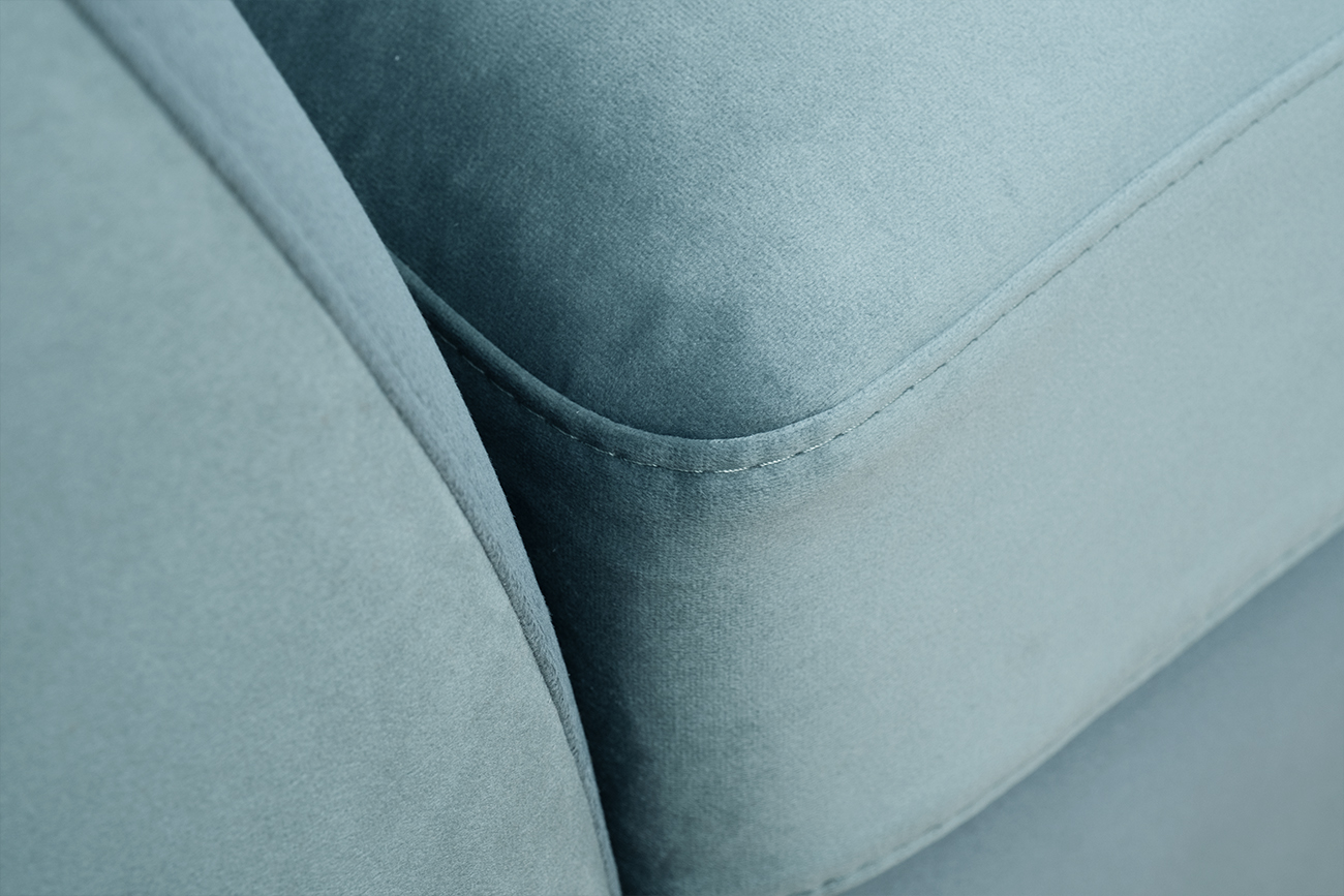 Диван Annette трехместный без мех,велюр бирюз.Colt1004/зол 250*100*95