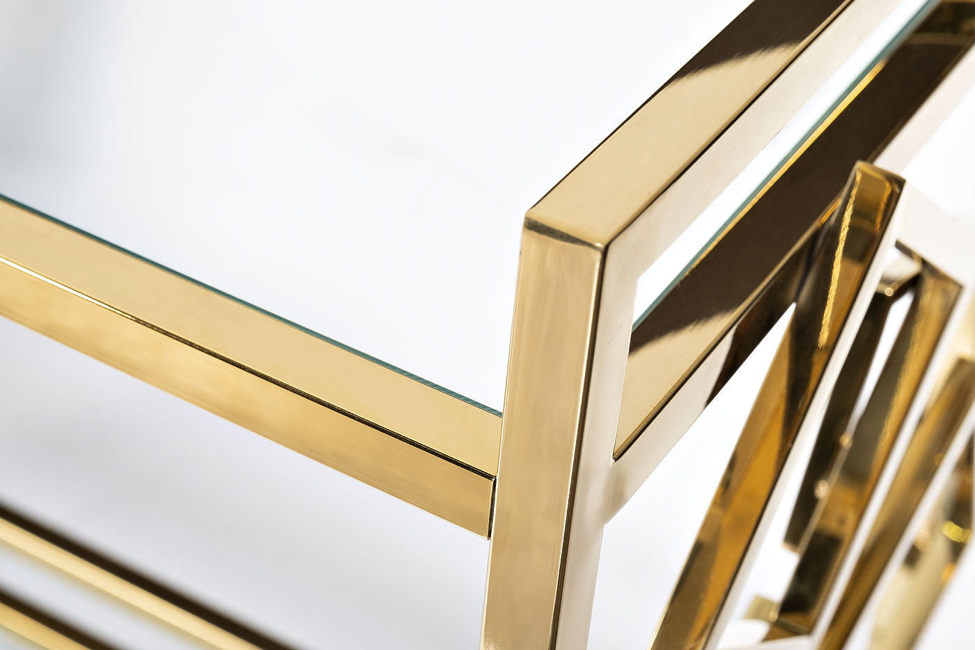 GY-CRT8164GOLD Стол-тележка сервировочн ст.прозр/золото 