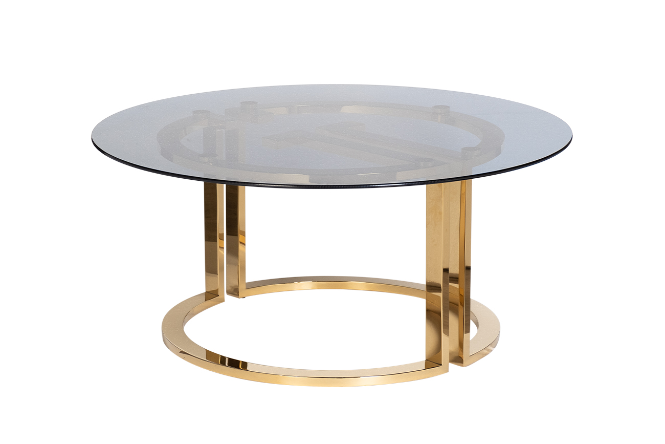 47ED-GDCT002 Стол журнальный GardaDecor темн.стекло/зол