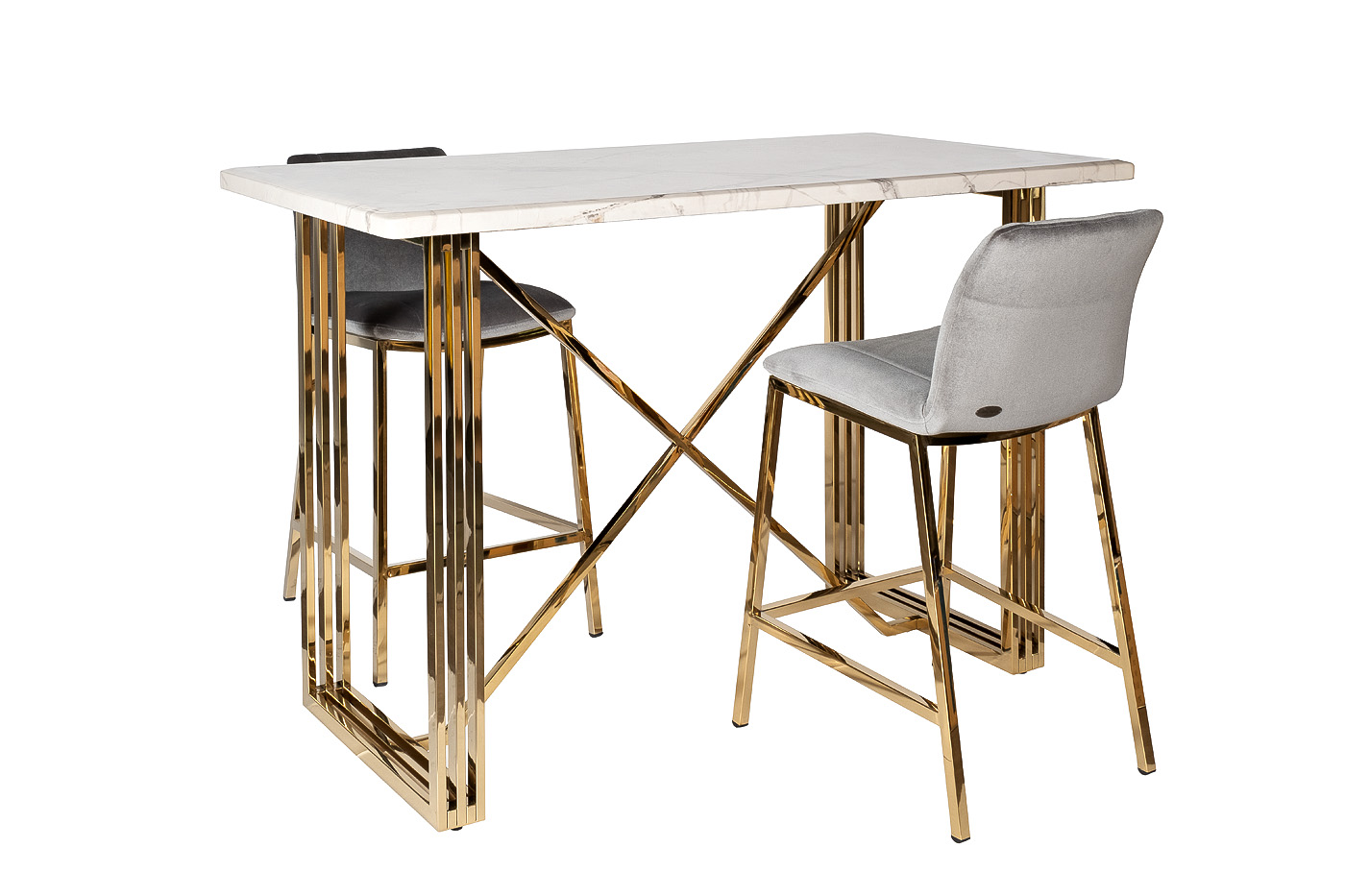 30C-DX-2091 GRE Стул барный велюр серый 