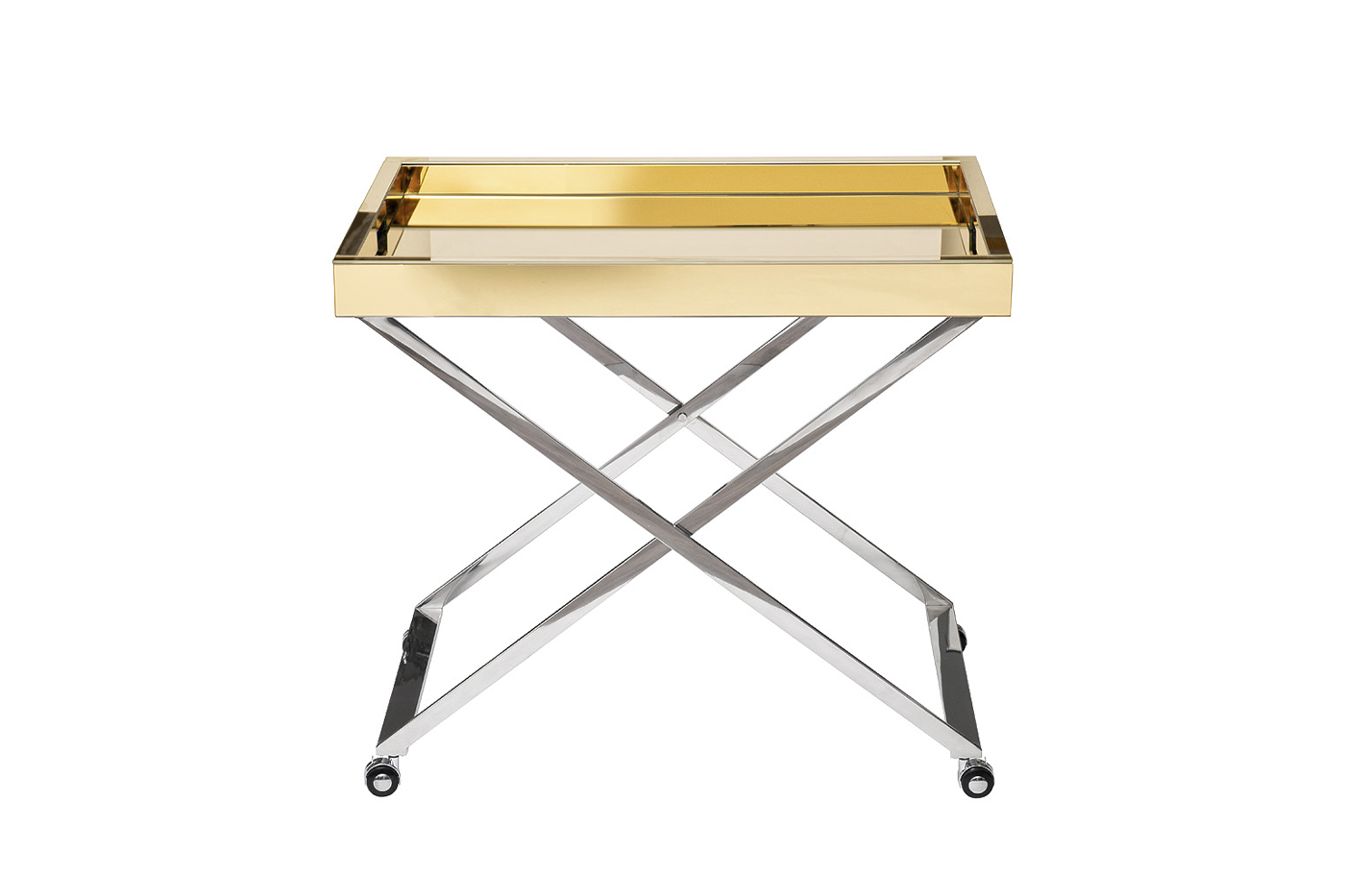 KFG135 Стол сервировочный зеркальный золото, н/ж сталь хром