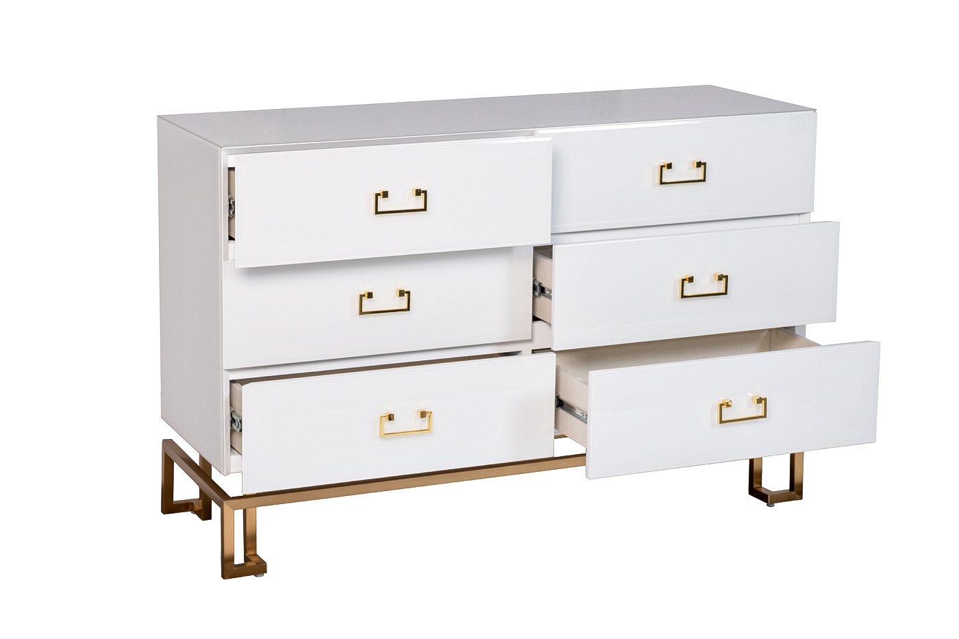 KFG089 Комод 6 ящиков белый/золото