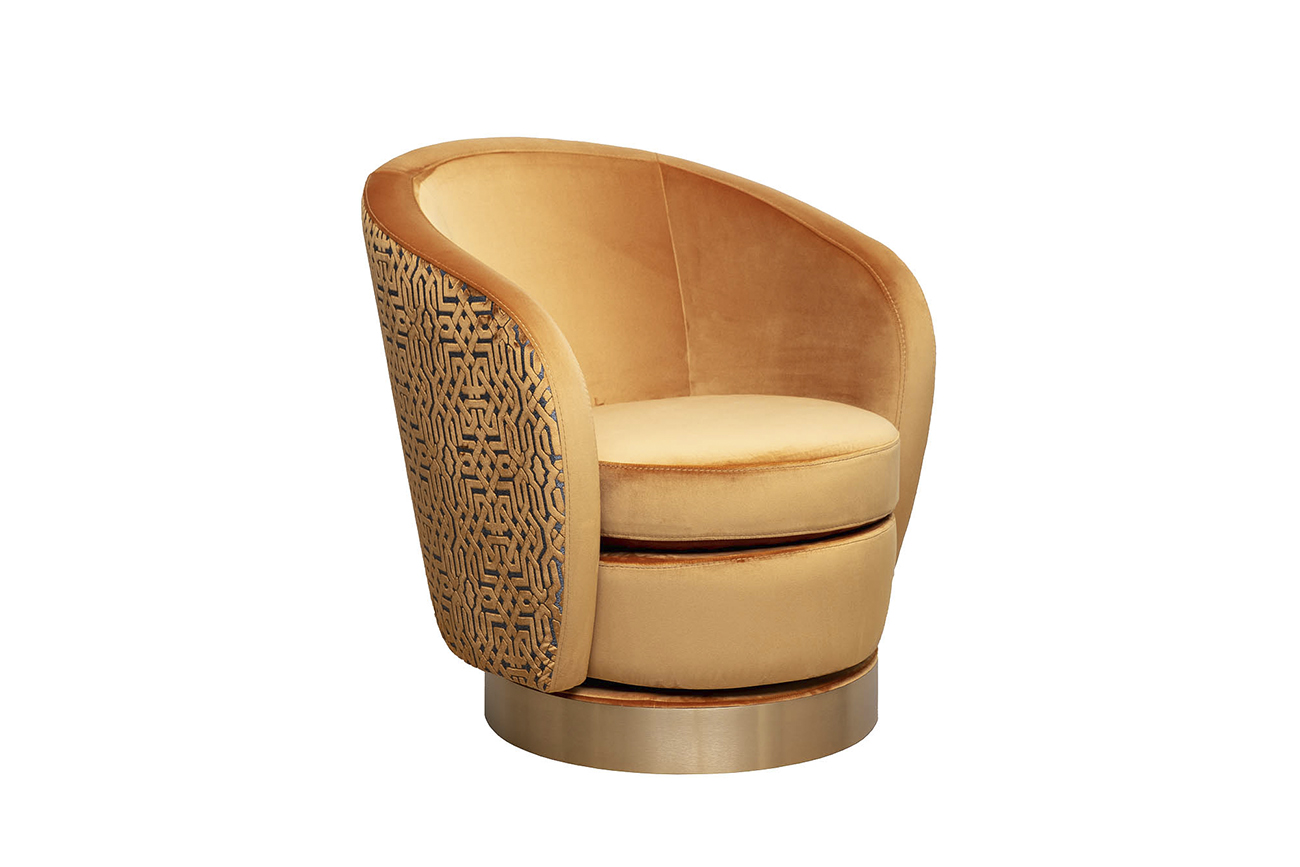 Кресло Napoli вращающееся, вельвет, принт Velv ORANG+Latt ORANG