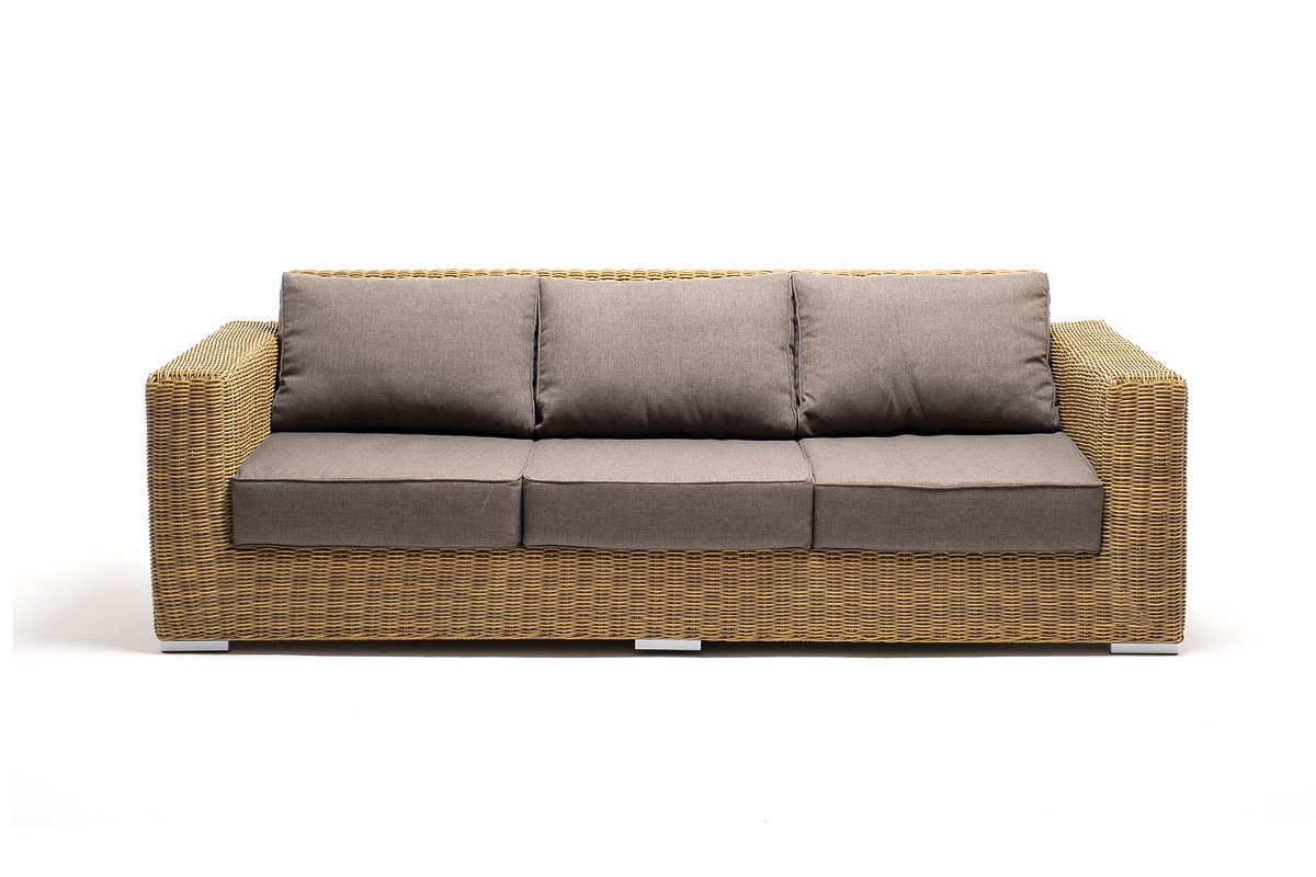 "Боналли" диван из искусственного ротанга трехместный, цвет соломенный