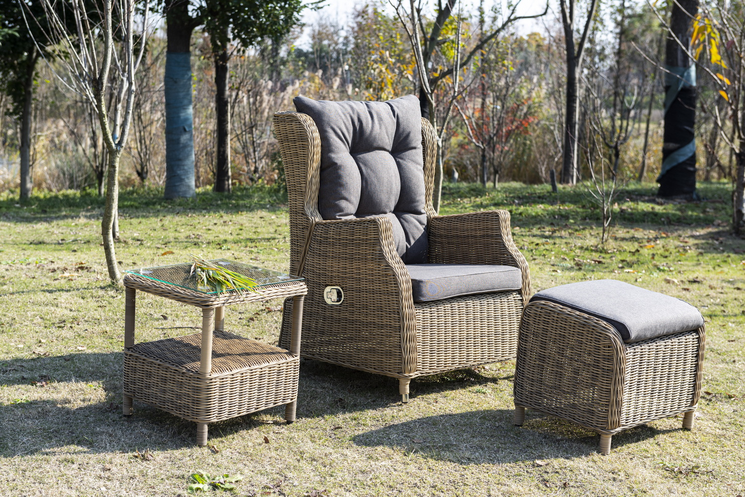 "Форилло" кресло раскладное плетеное, цвет соломенный