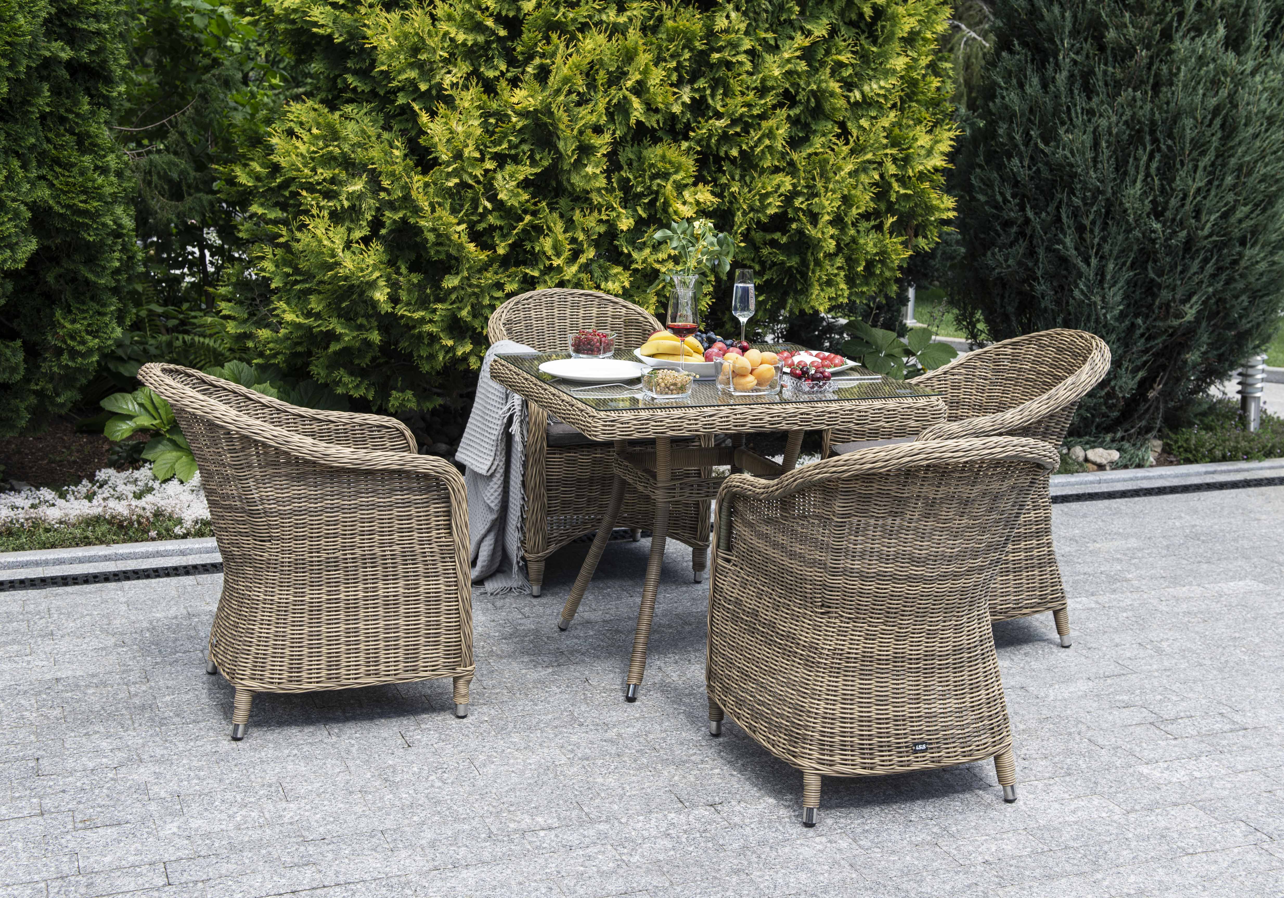 "Франческо" обеденная группа из искусственного ротанга, цвет соломенный