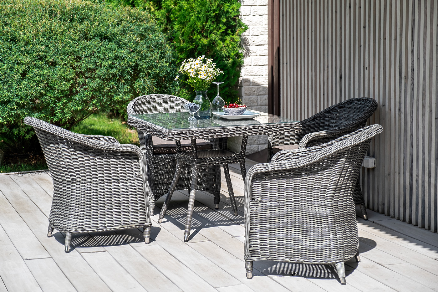 "Франческо" обеденная группа плетеная, цвет графит