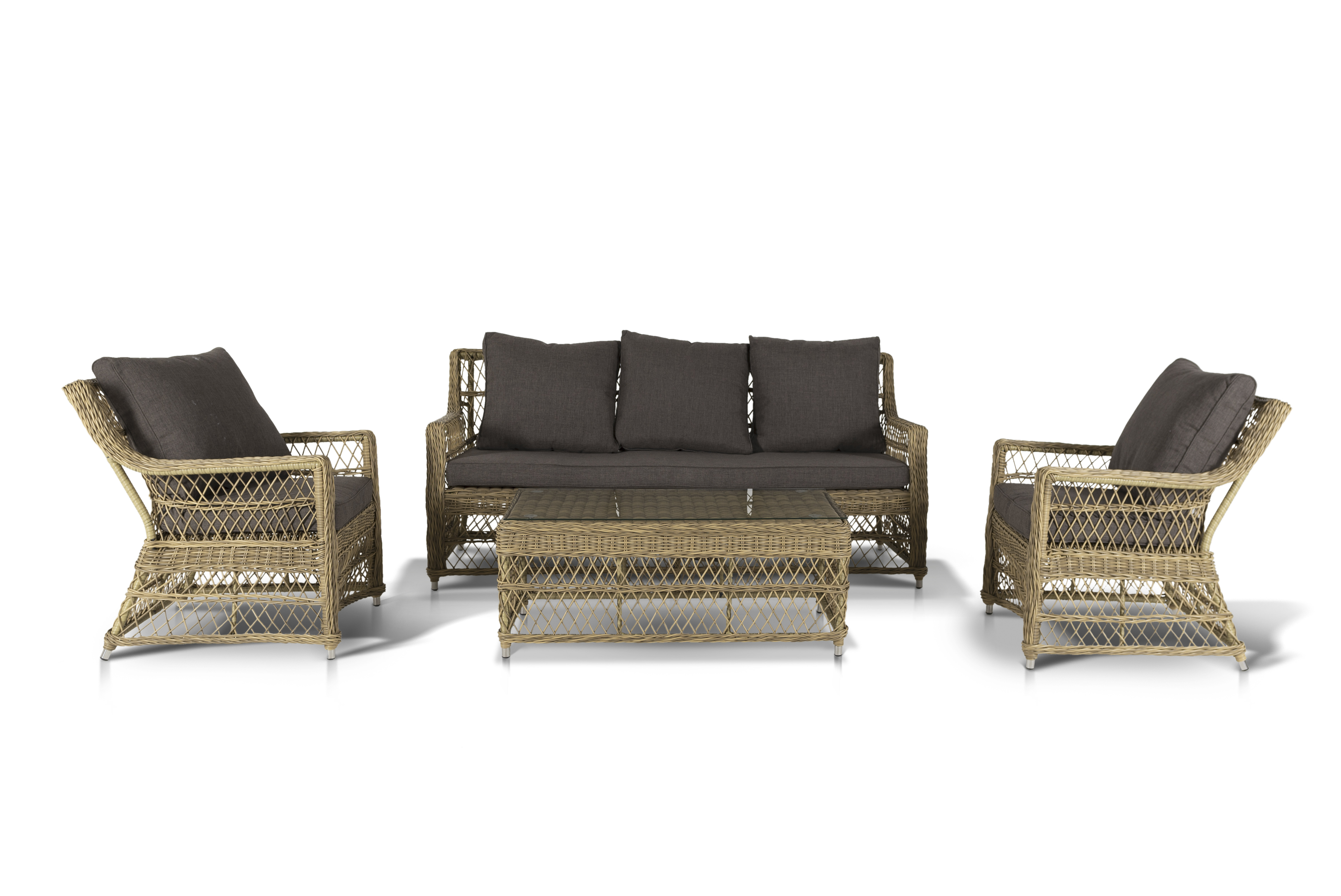 "Грандинелли" лаунж-зона из искусственного ротанга, цвет соломенный