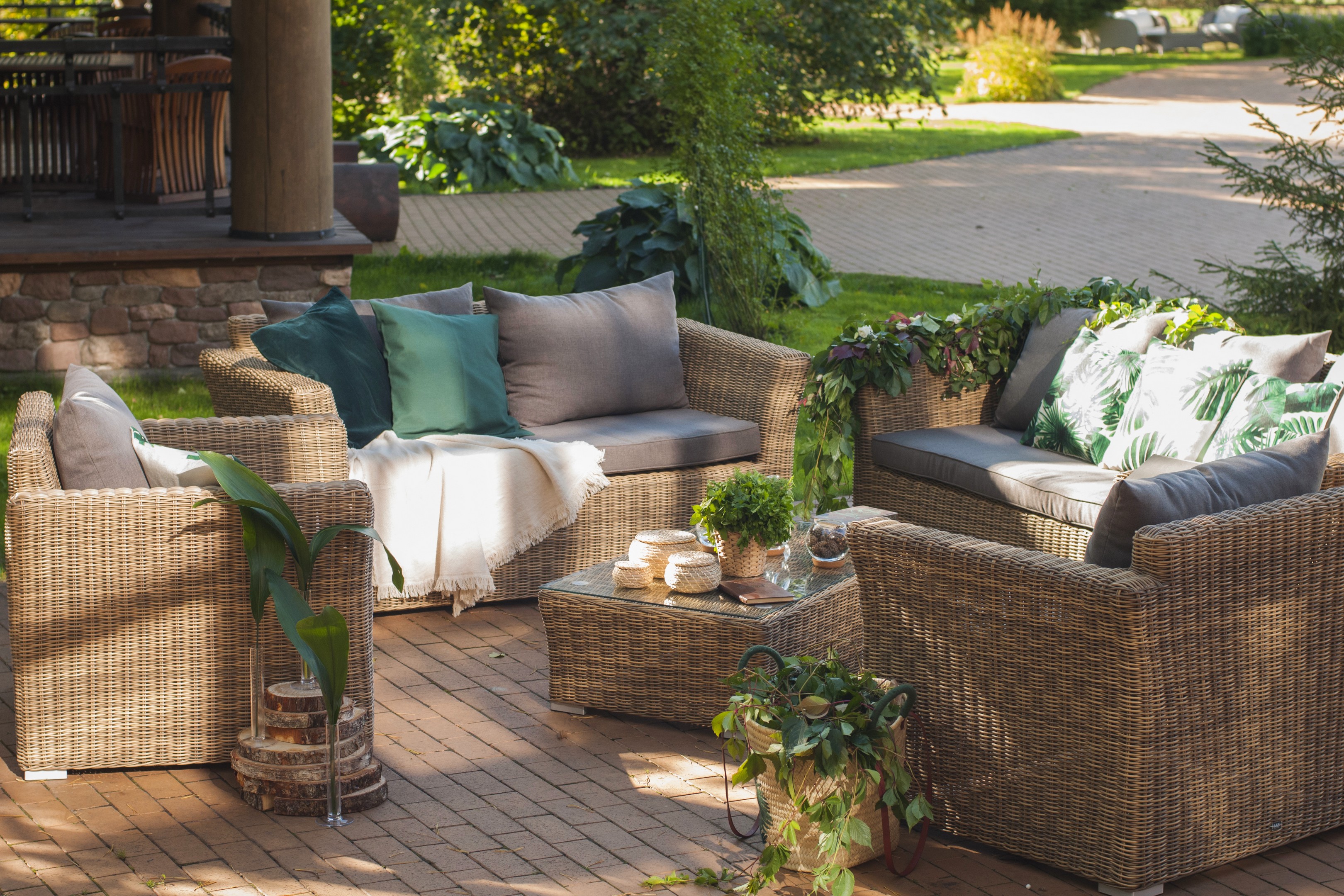 "Капуто Дабл" лаунж-зона из искусственного ротанга, цвет соломенный